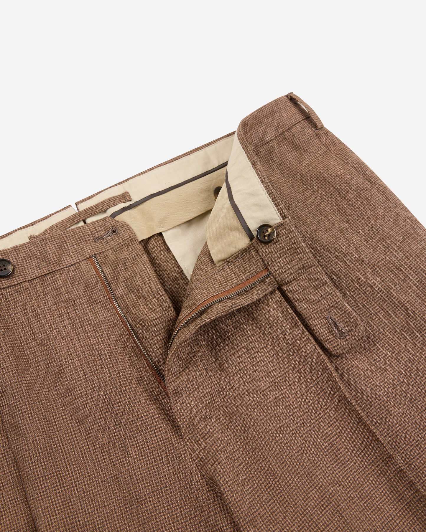Regular fit patterned linen trousers