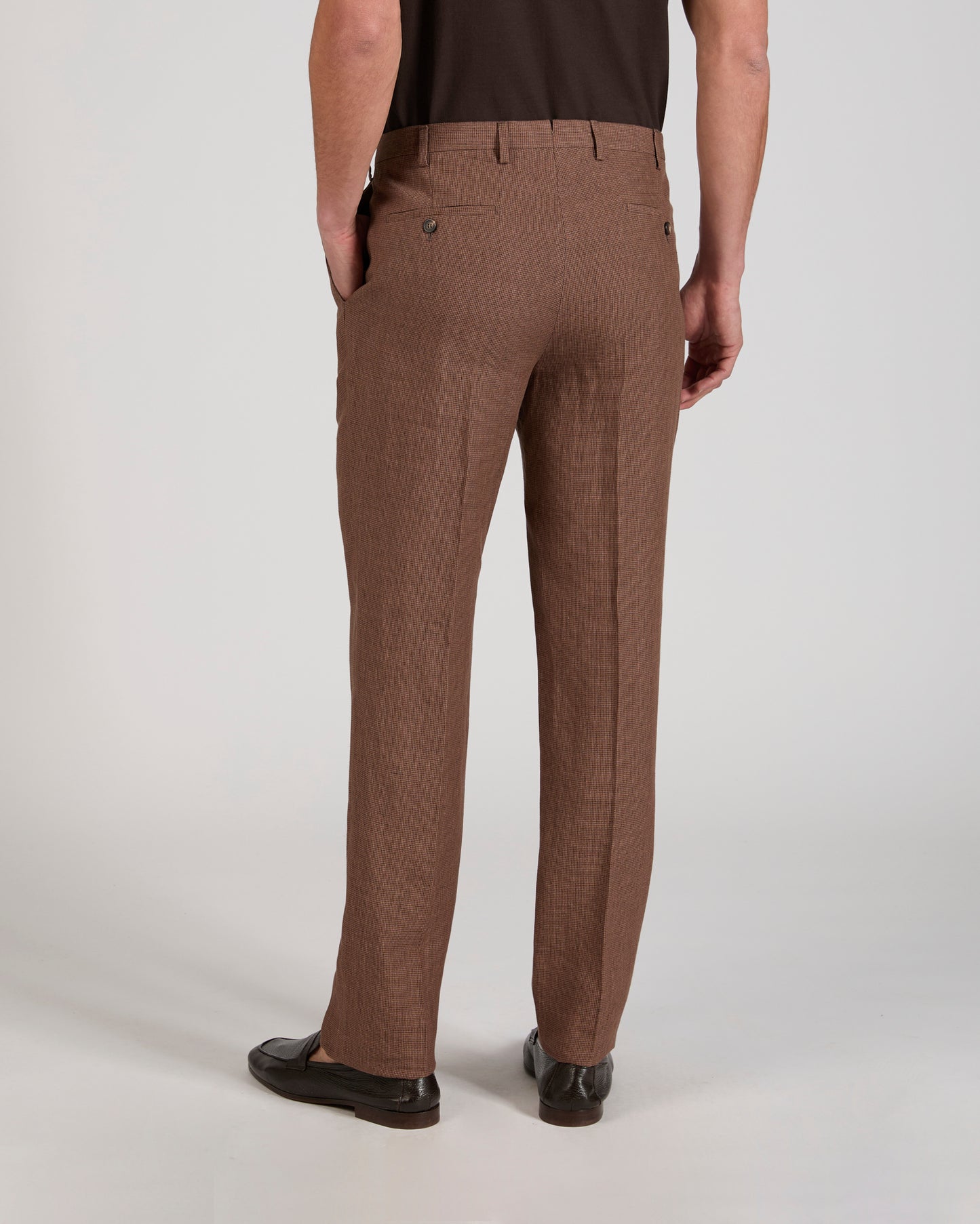 Regular fit patterned linen trousers