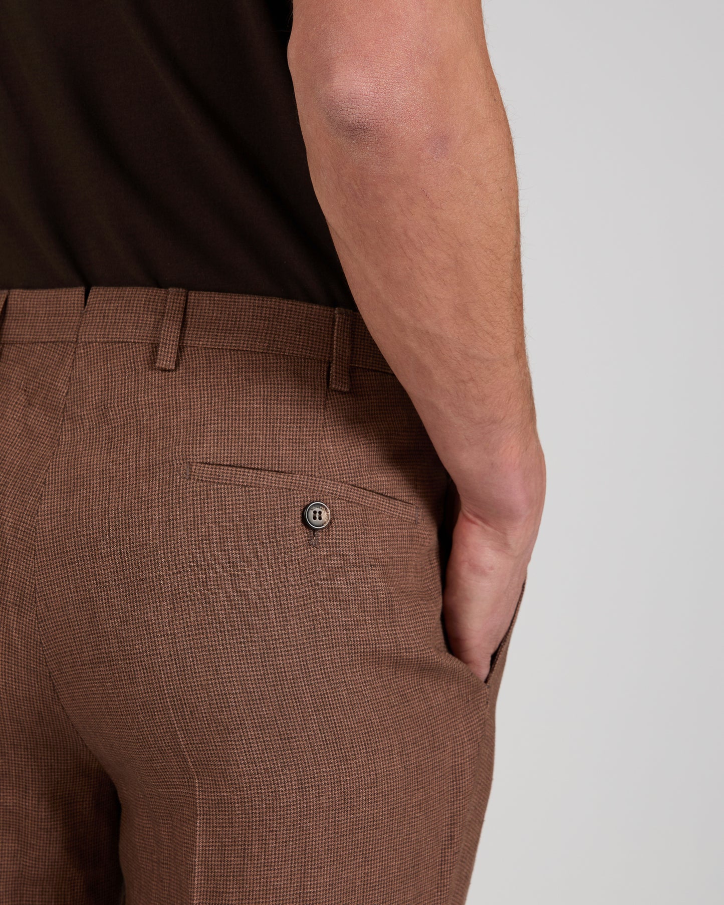 Regular fit patterned linen trousers