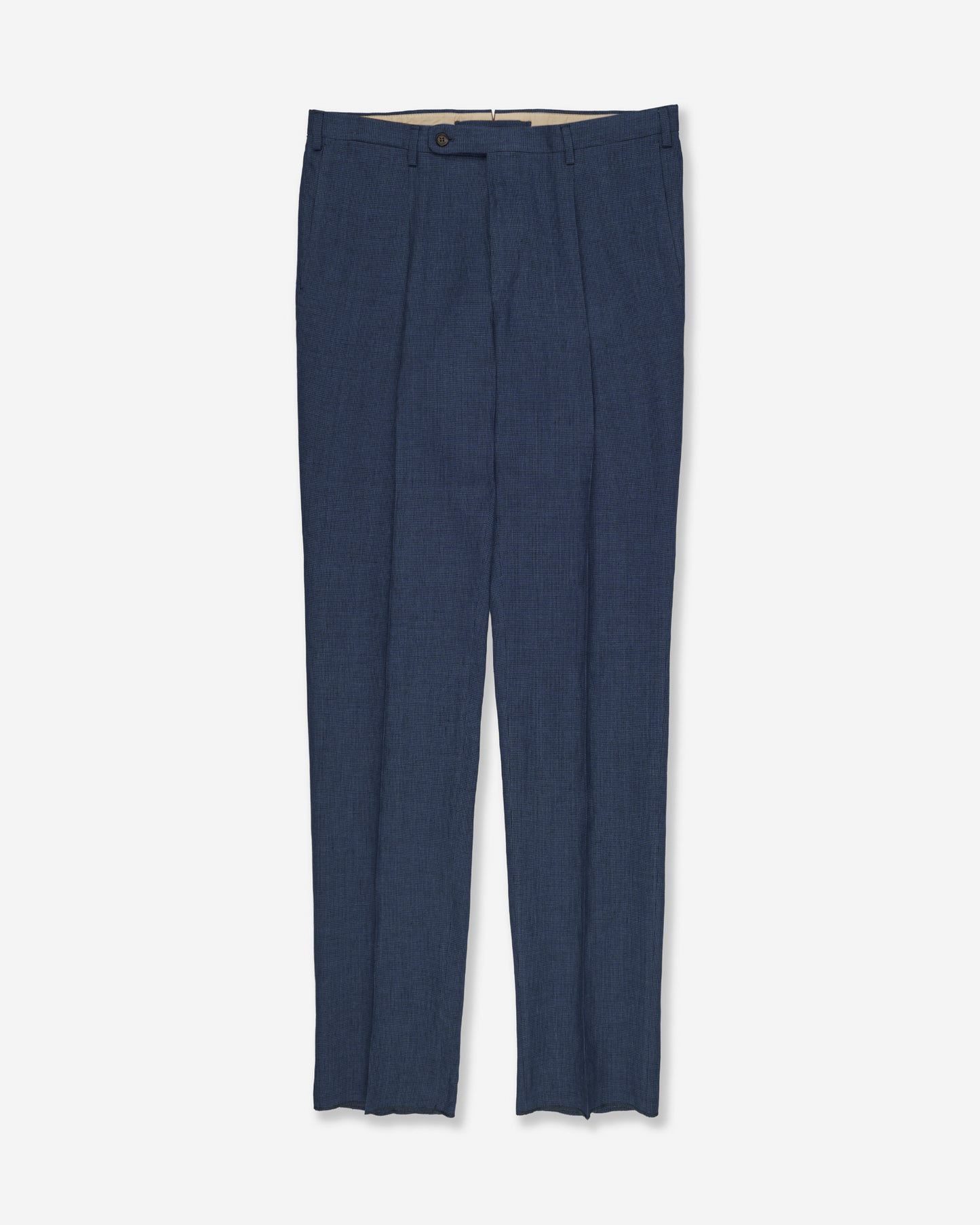 Regular fit patterned linen trousers