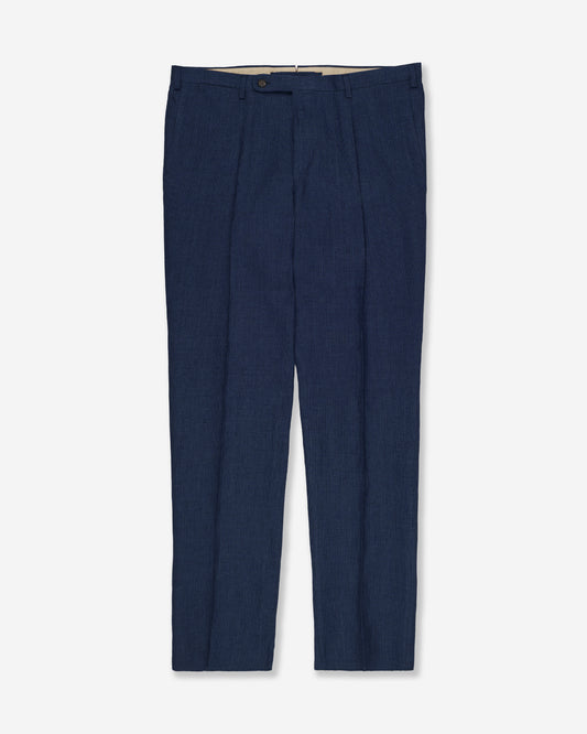 Regular fit patterned linen trousers
