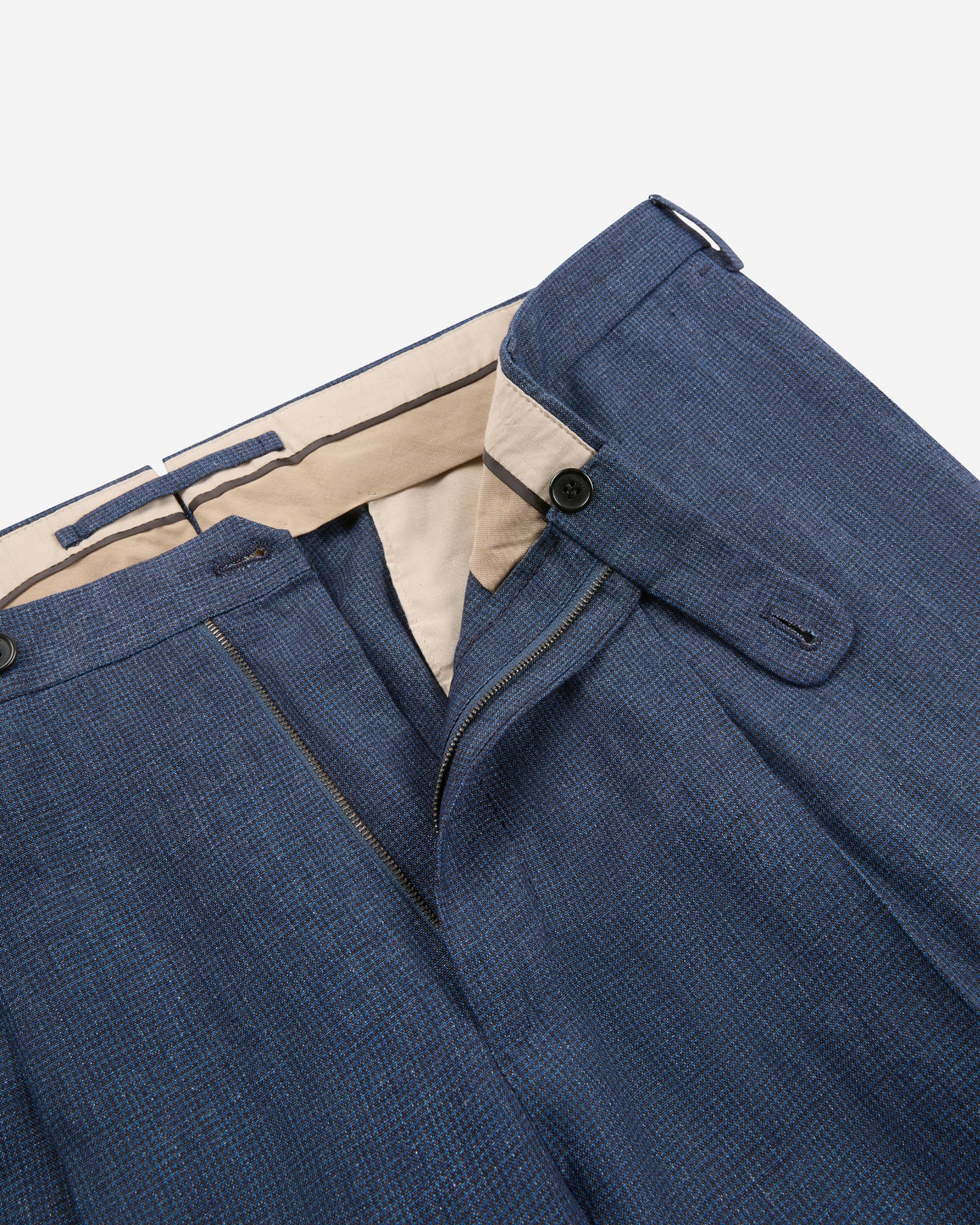 Regular fit patterned linen trousers