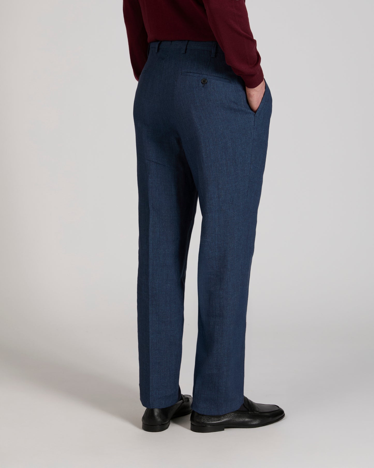 Regular fit patterned linen trousers