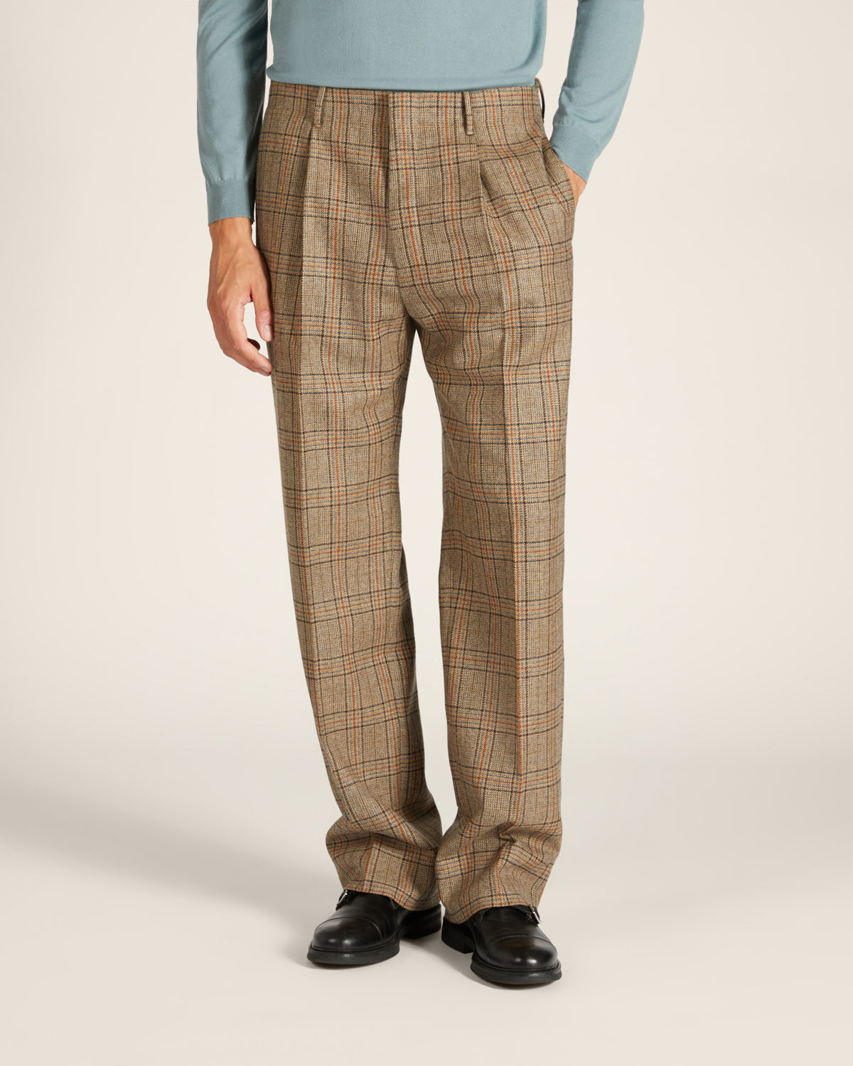 Pantalone straight fit in lana Shetland