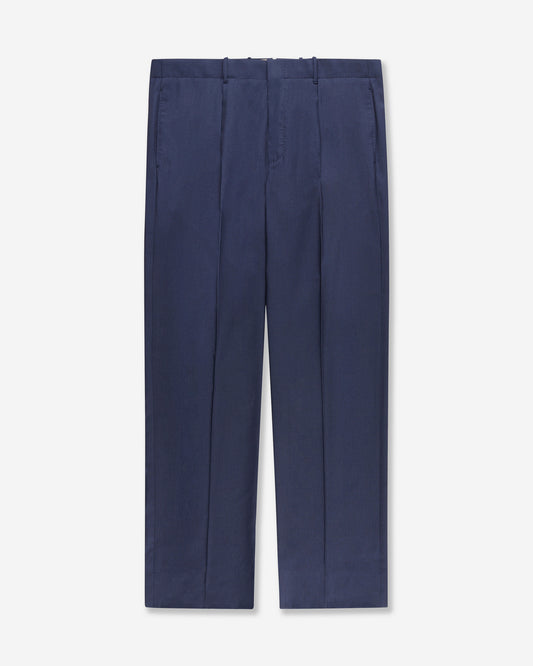 Straight fit wool and silk twill trousers