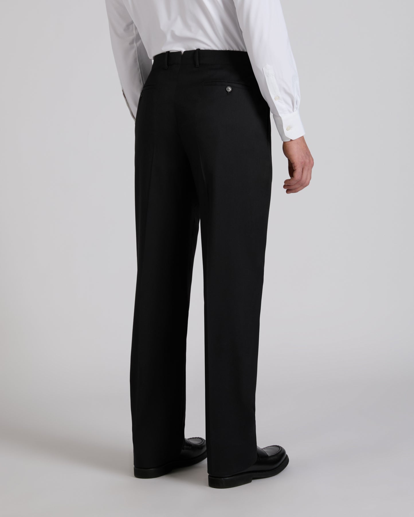 Straight fit wool and silk twill trousers