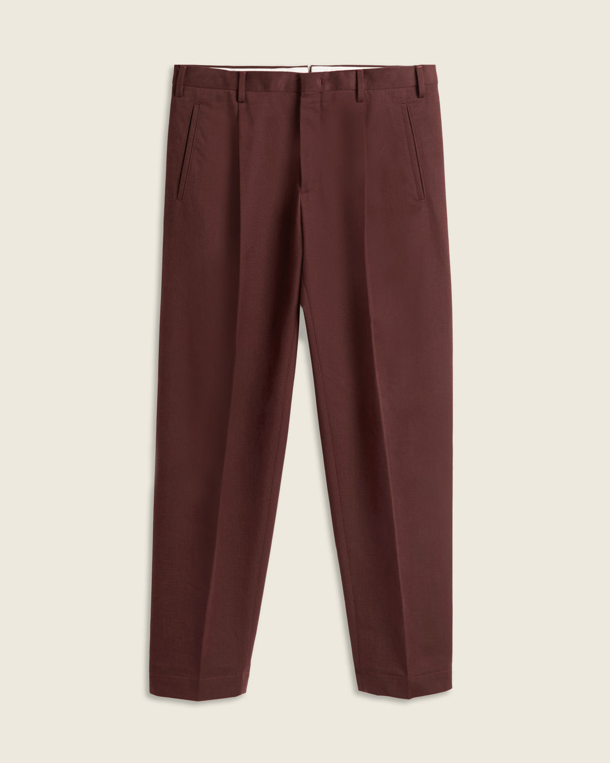 Pantalon sans couture latérale en gabardine de coton et cachemire