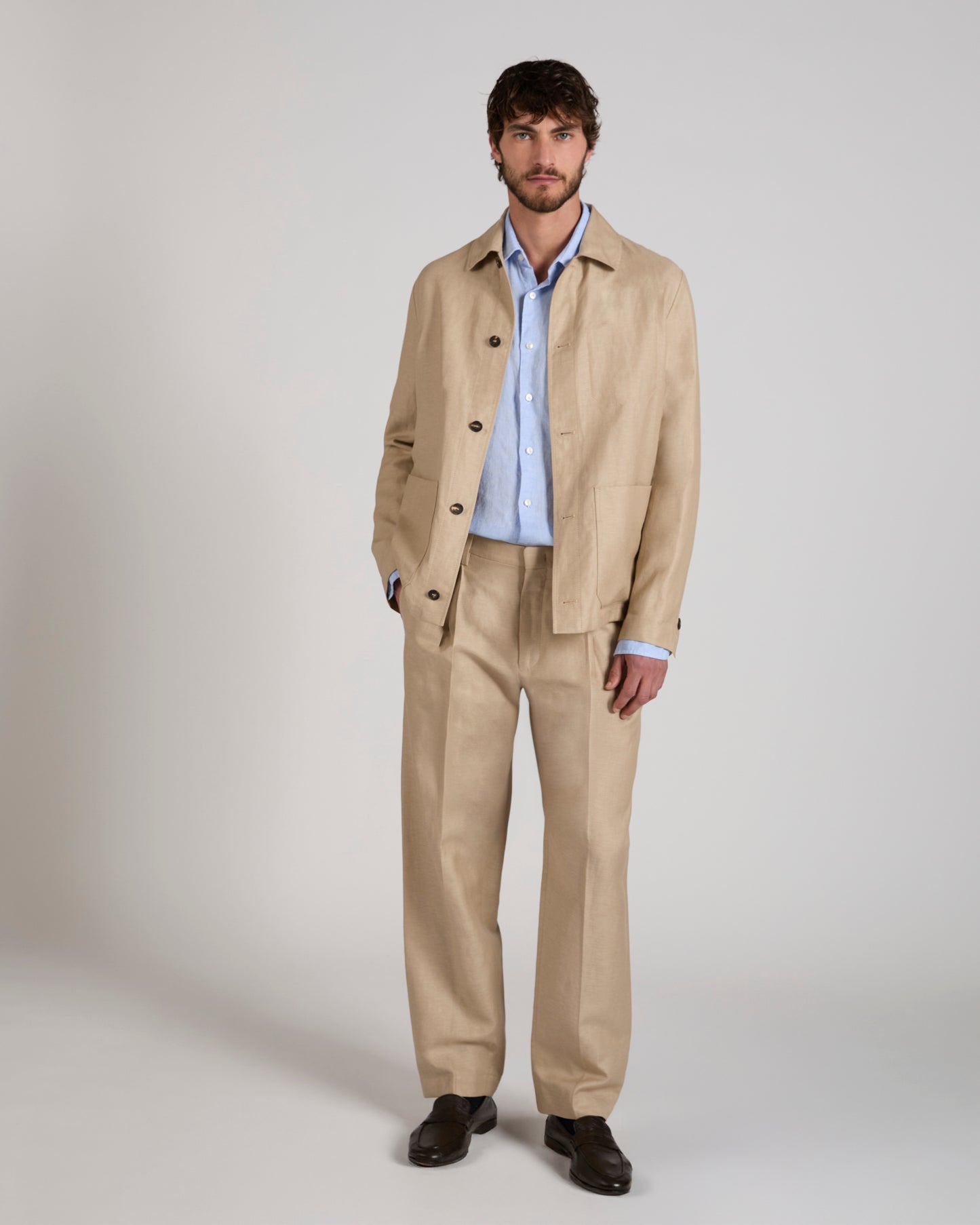 Pantalone seamless in lana e lino