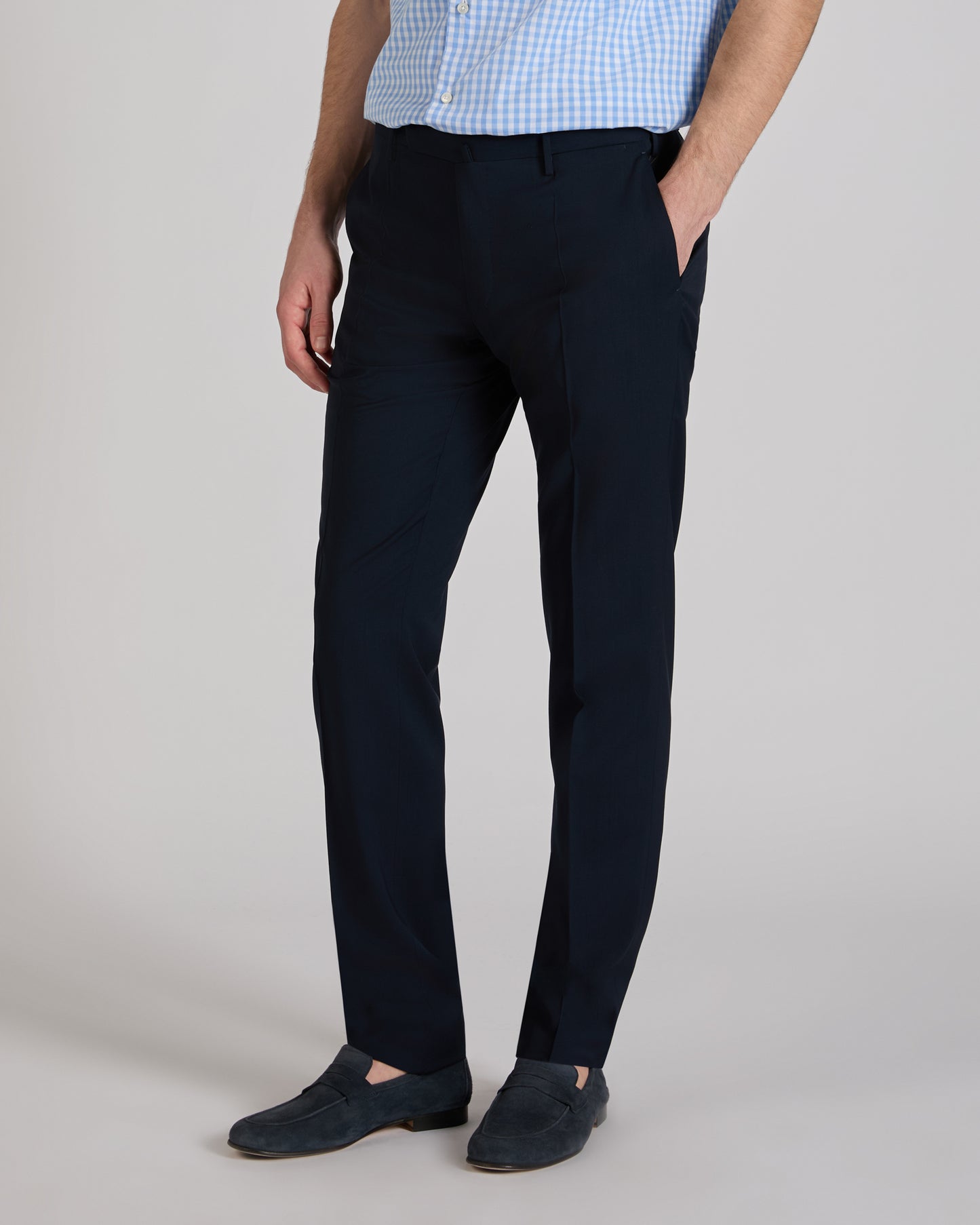 Slim fit tropical wool trousers