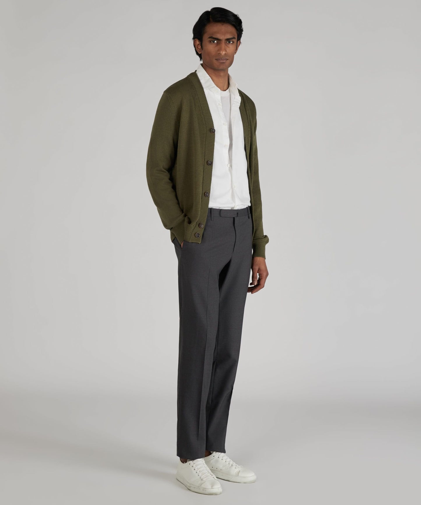Slim fit tropical wool trousers