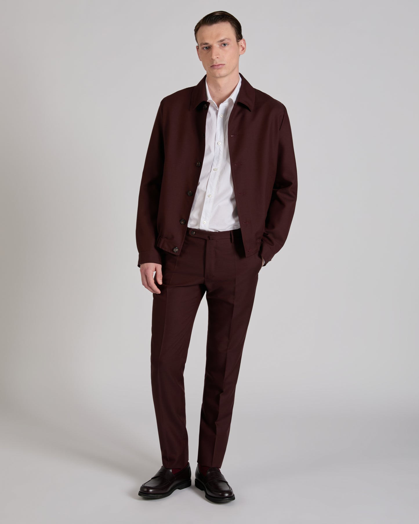 Slim fit virgin wool and mohair twill trousers