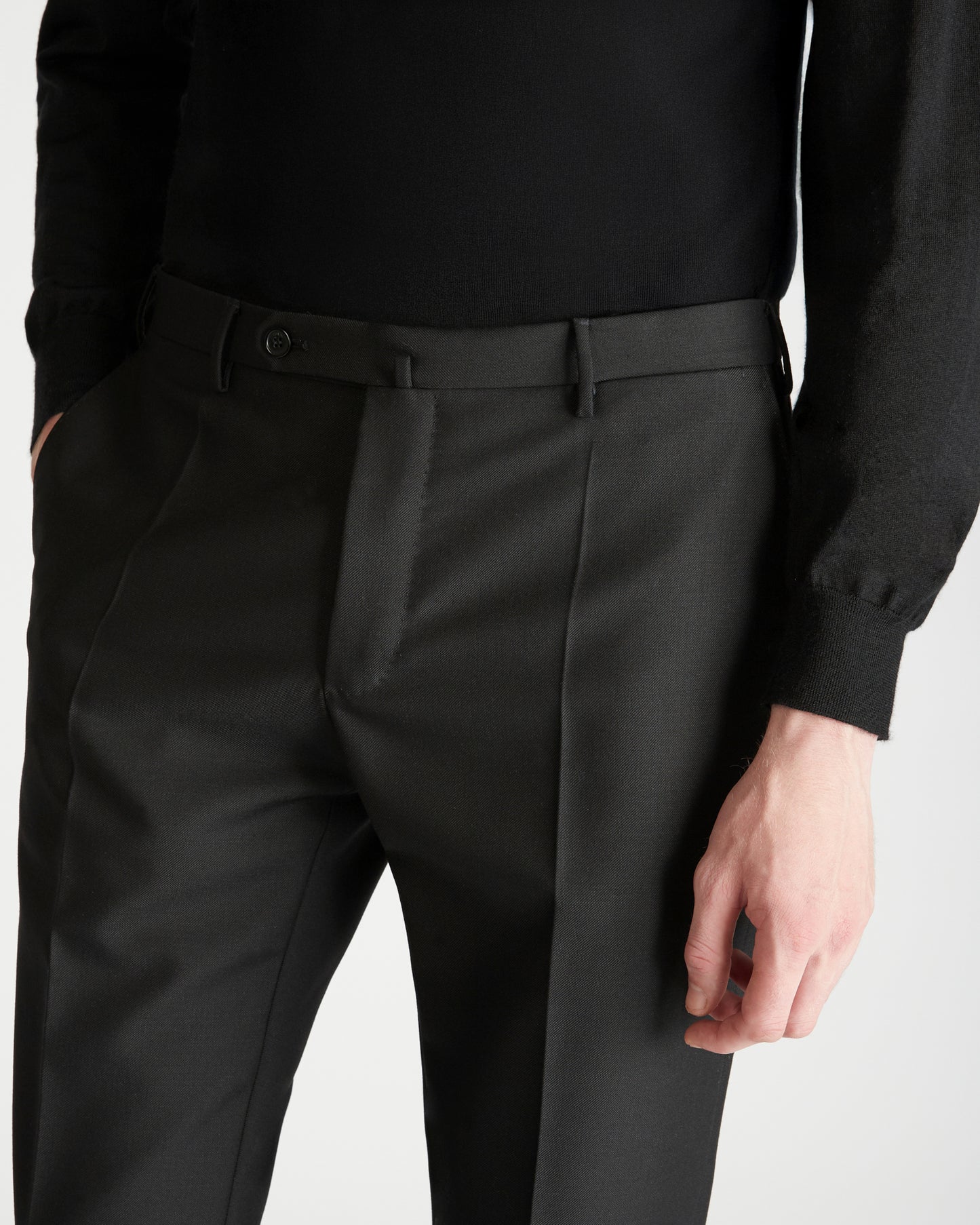 Pantalone slim fit in twill di lana e Mohair