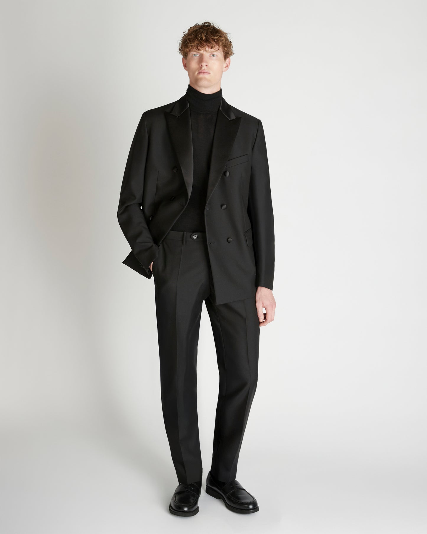 Pantalone slim fit in twill di lana e Mohair