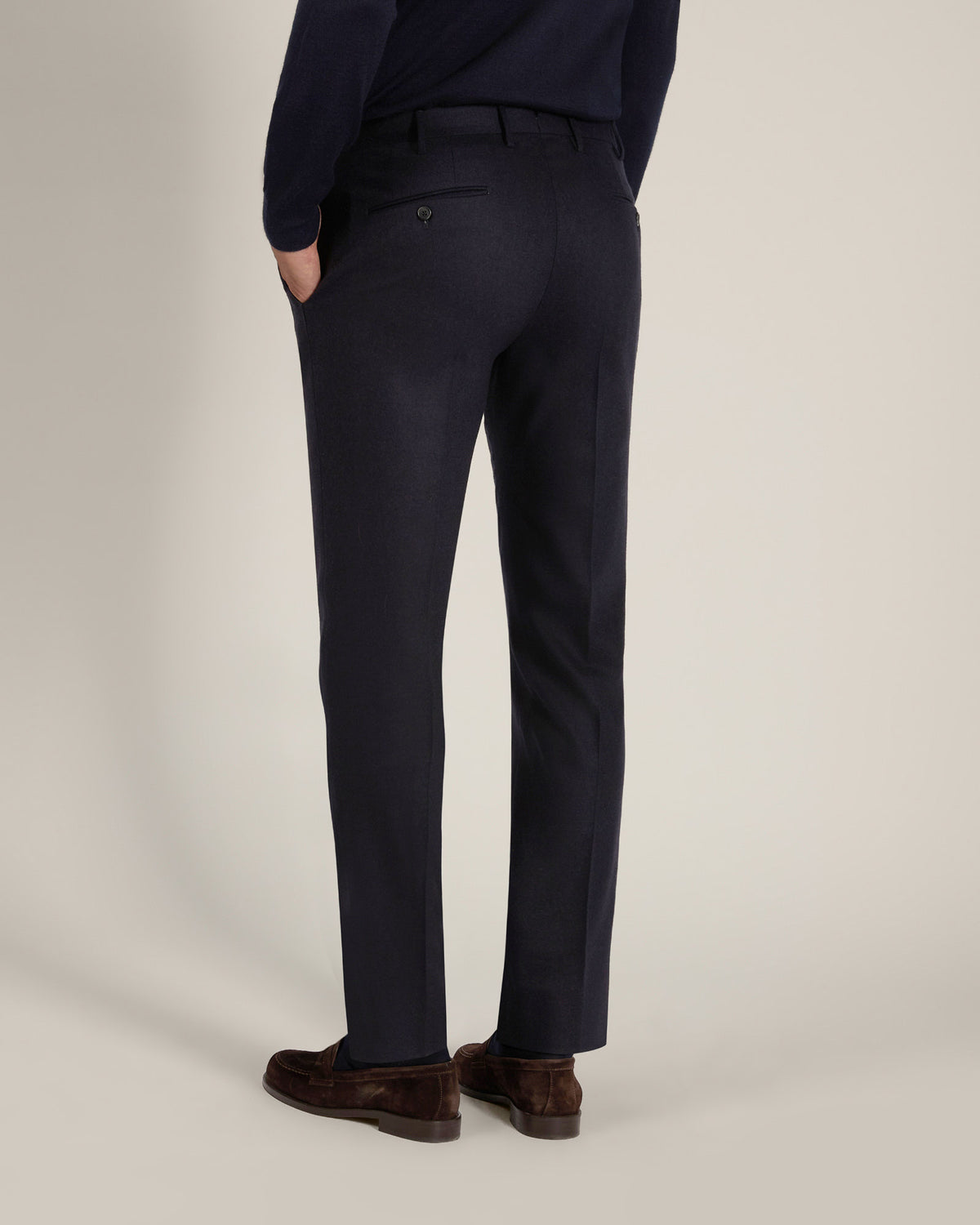 Pantalone slim fit in flanella di lana e cashmere