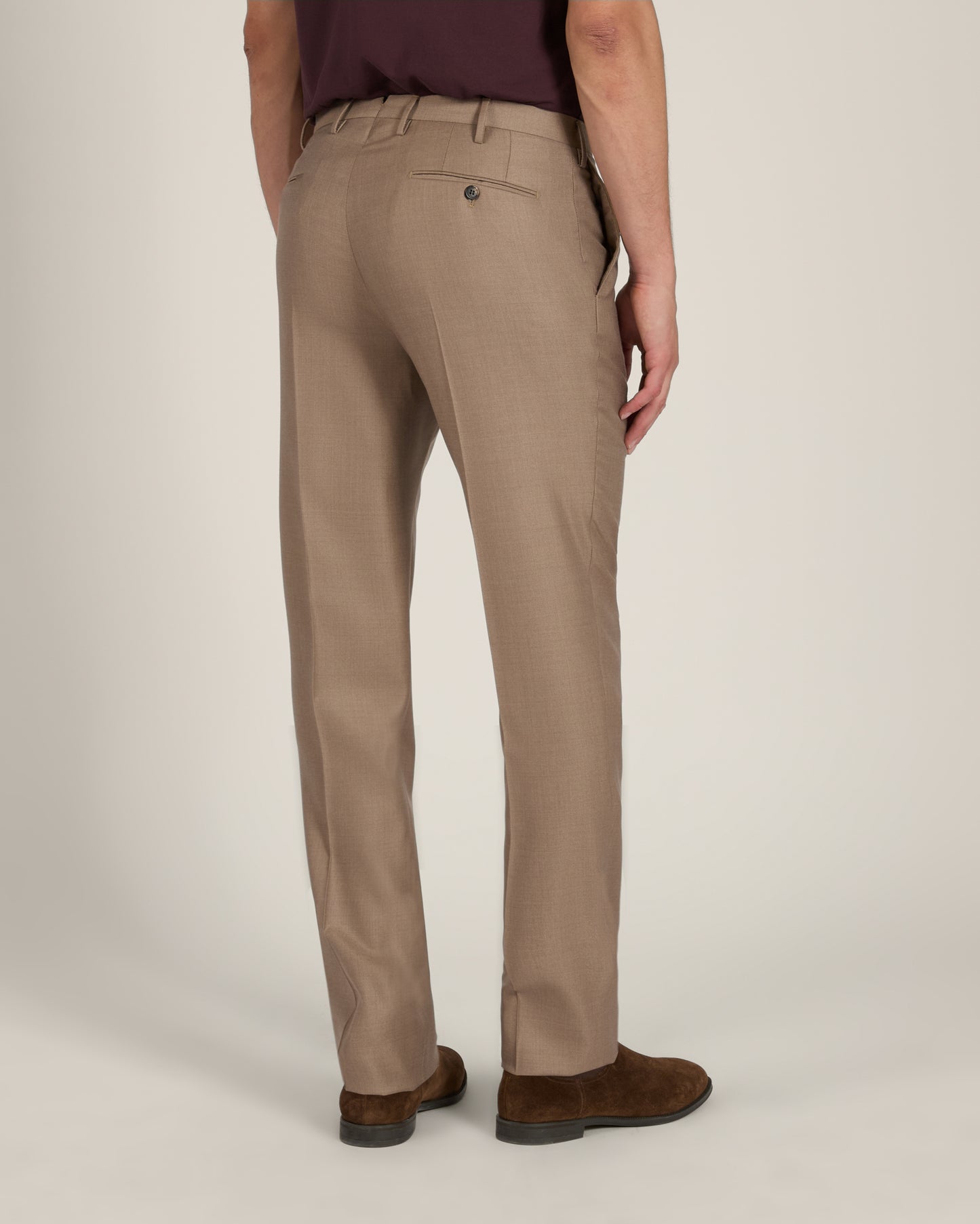 Pantalone regular fit in twill di lana e seta