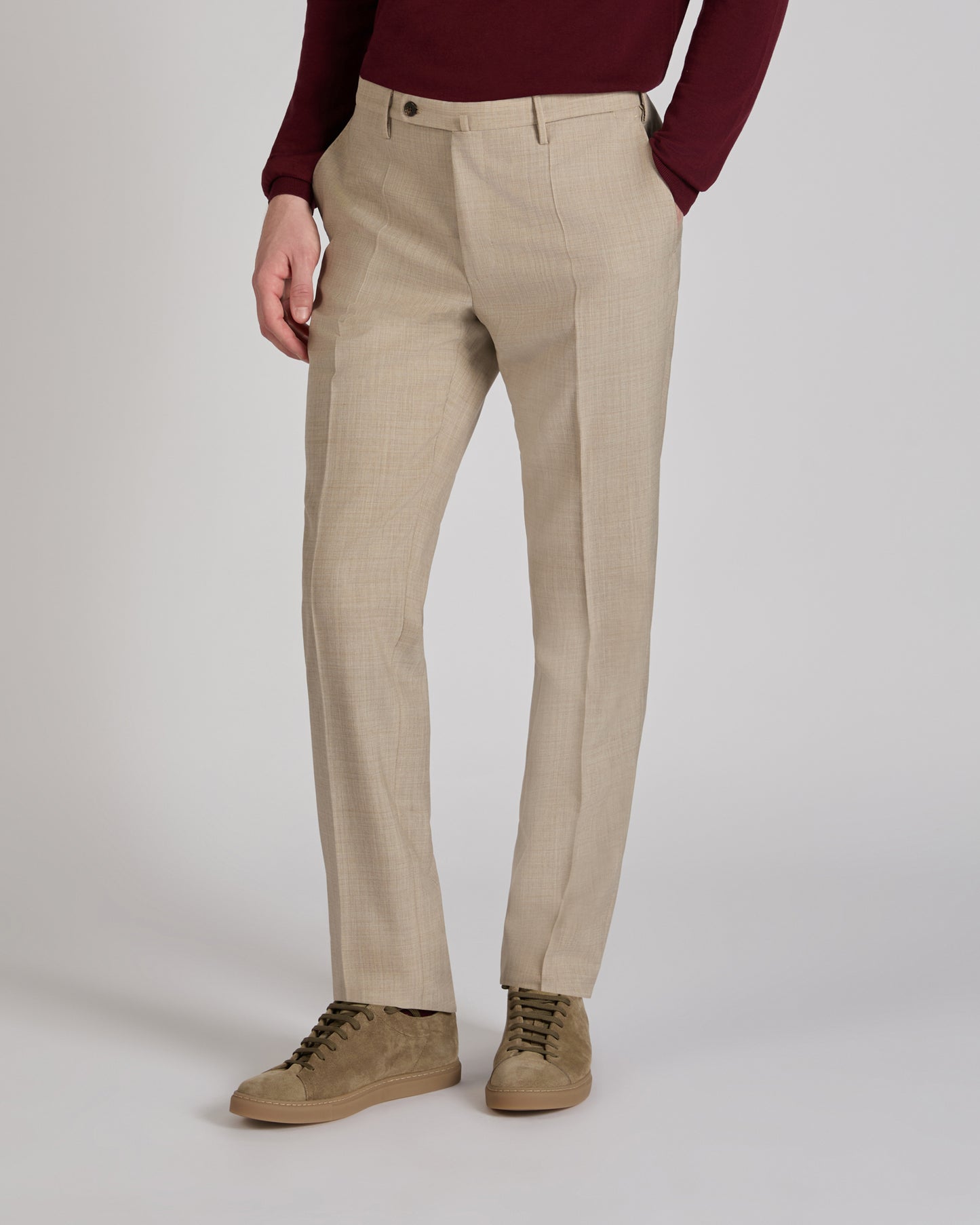 Regular fit wool fabric trousers