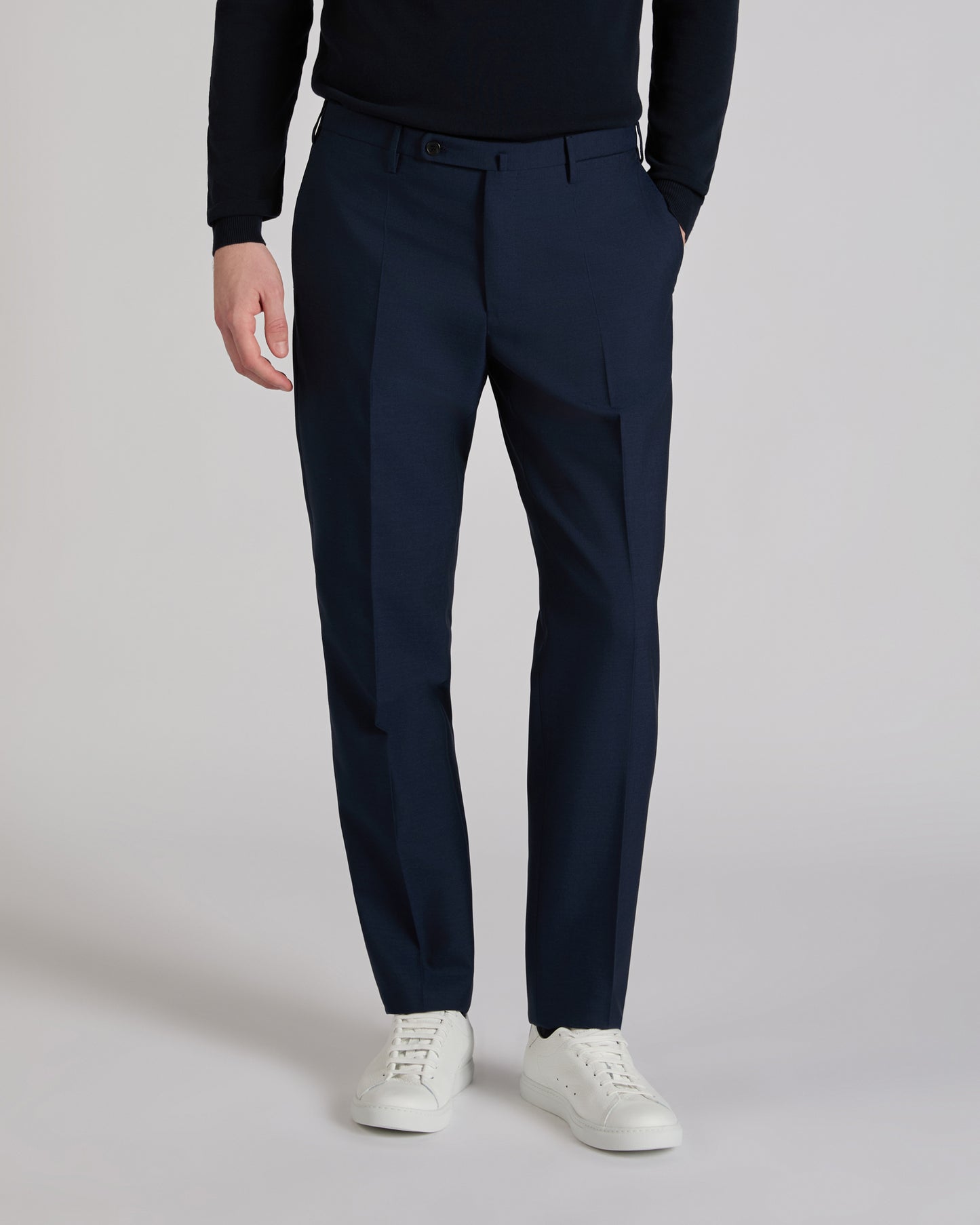 Regular fit wool fabric trousers
