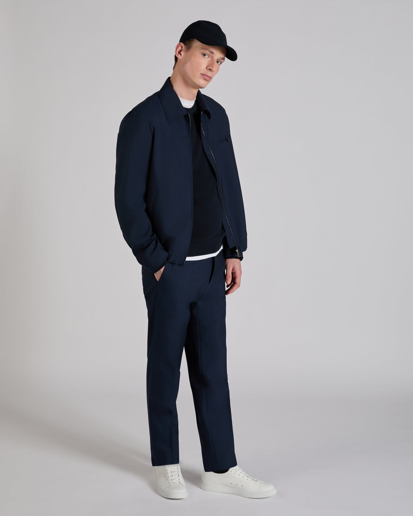 Regular fit wool fabric trousers