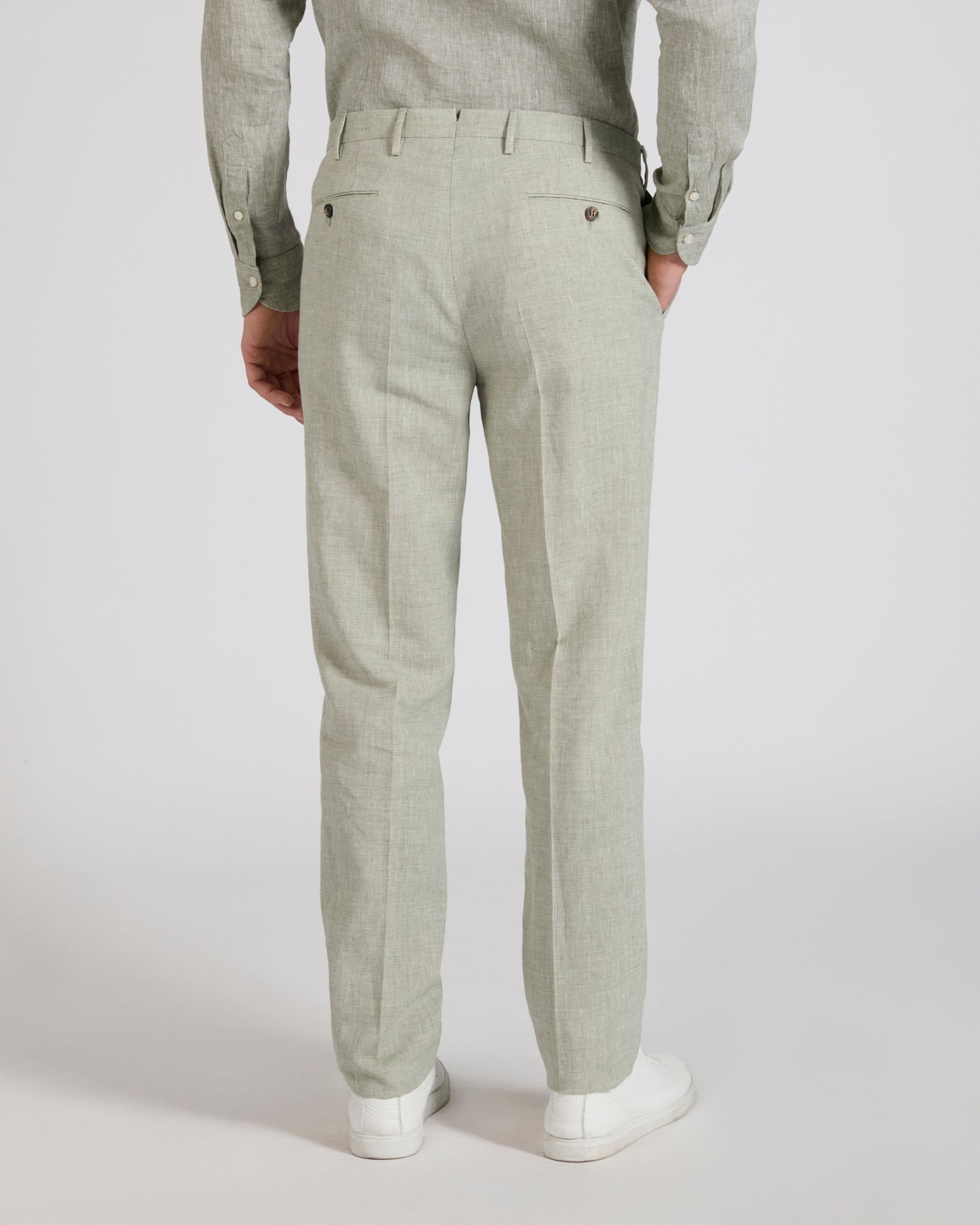 Pantalone regular fit in tela di lana e seta