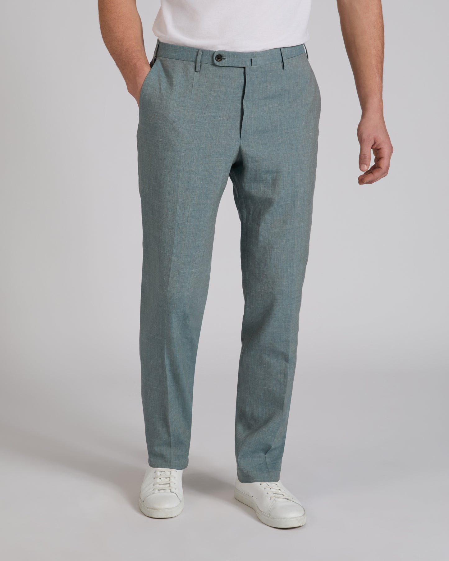 Regular fit wool and silk trousers