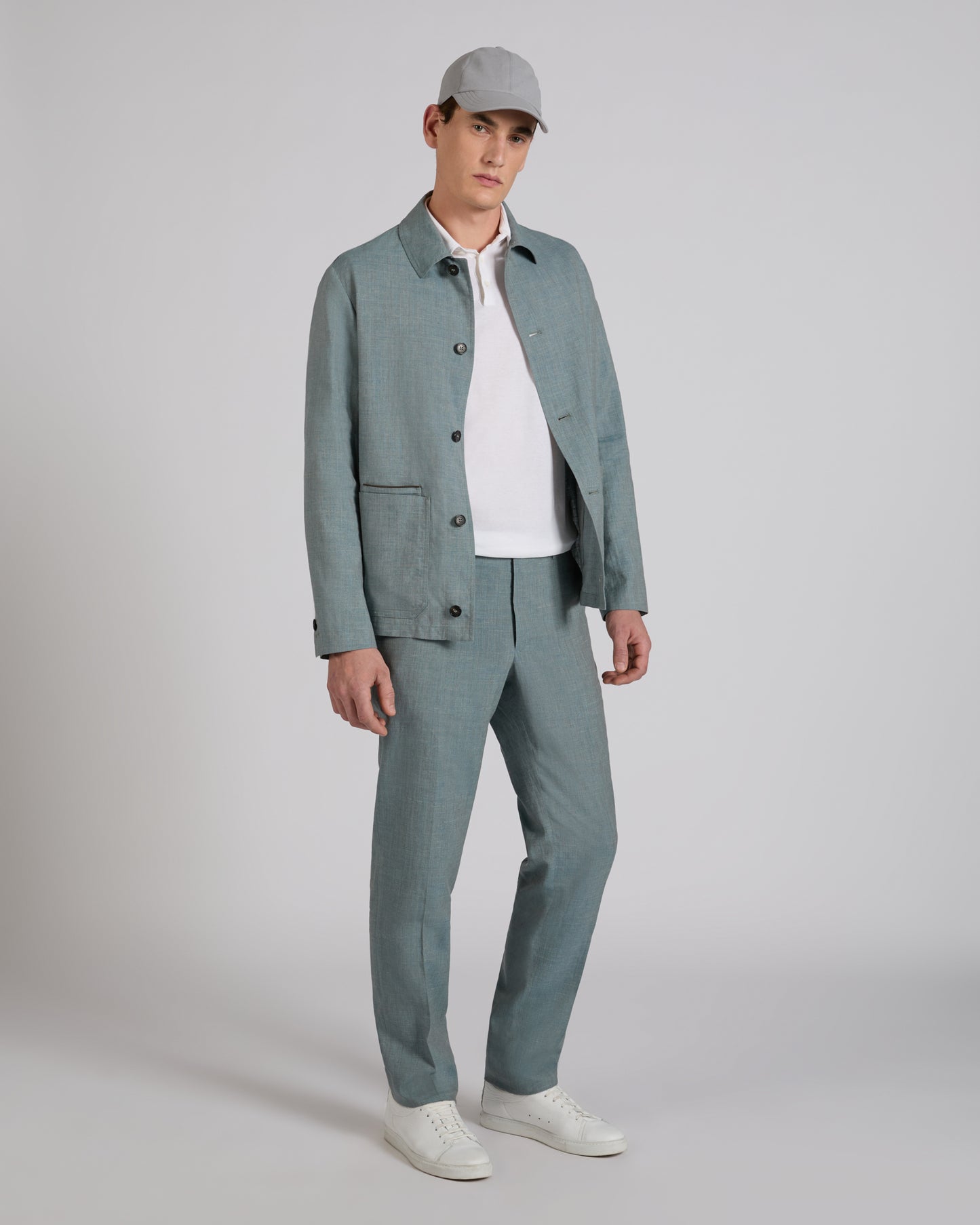 Regular fit wool and silk trousers