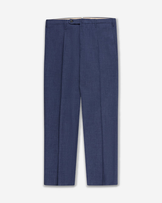 Regular fit wool, linen and silk fabric trousers