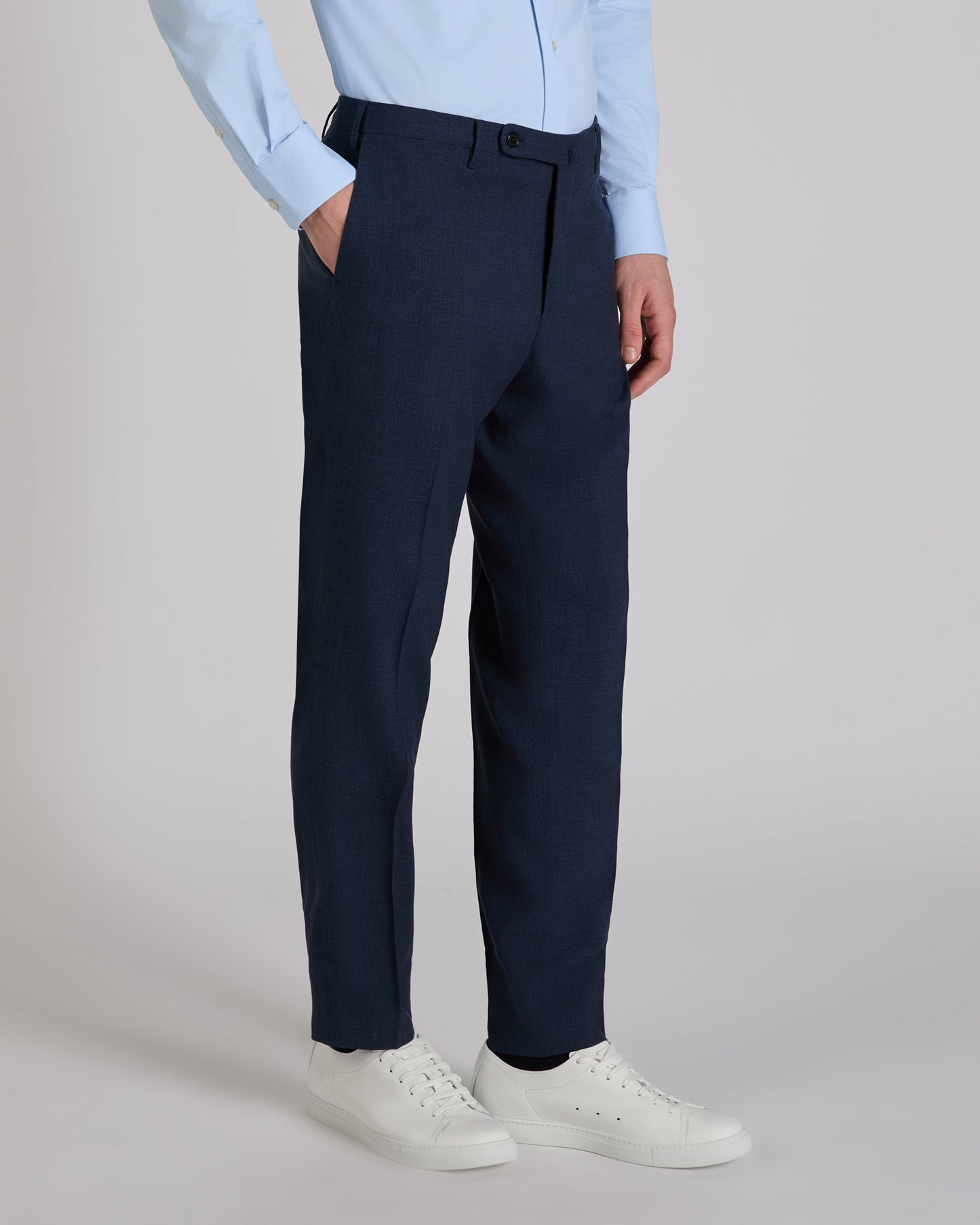 Regular fit wool, linen and silk fabric trousers