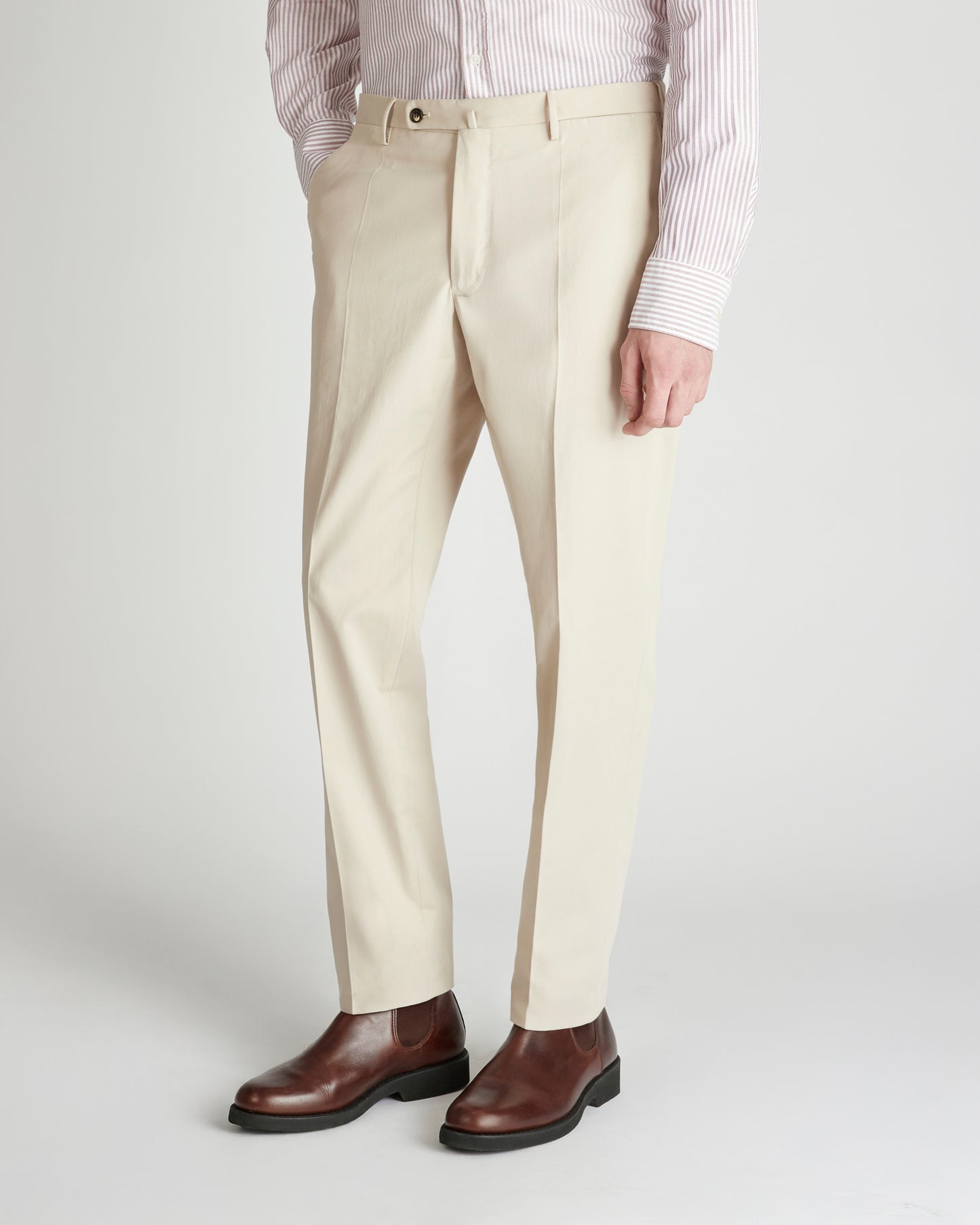 Regular fit cotton and cashmere trousers