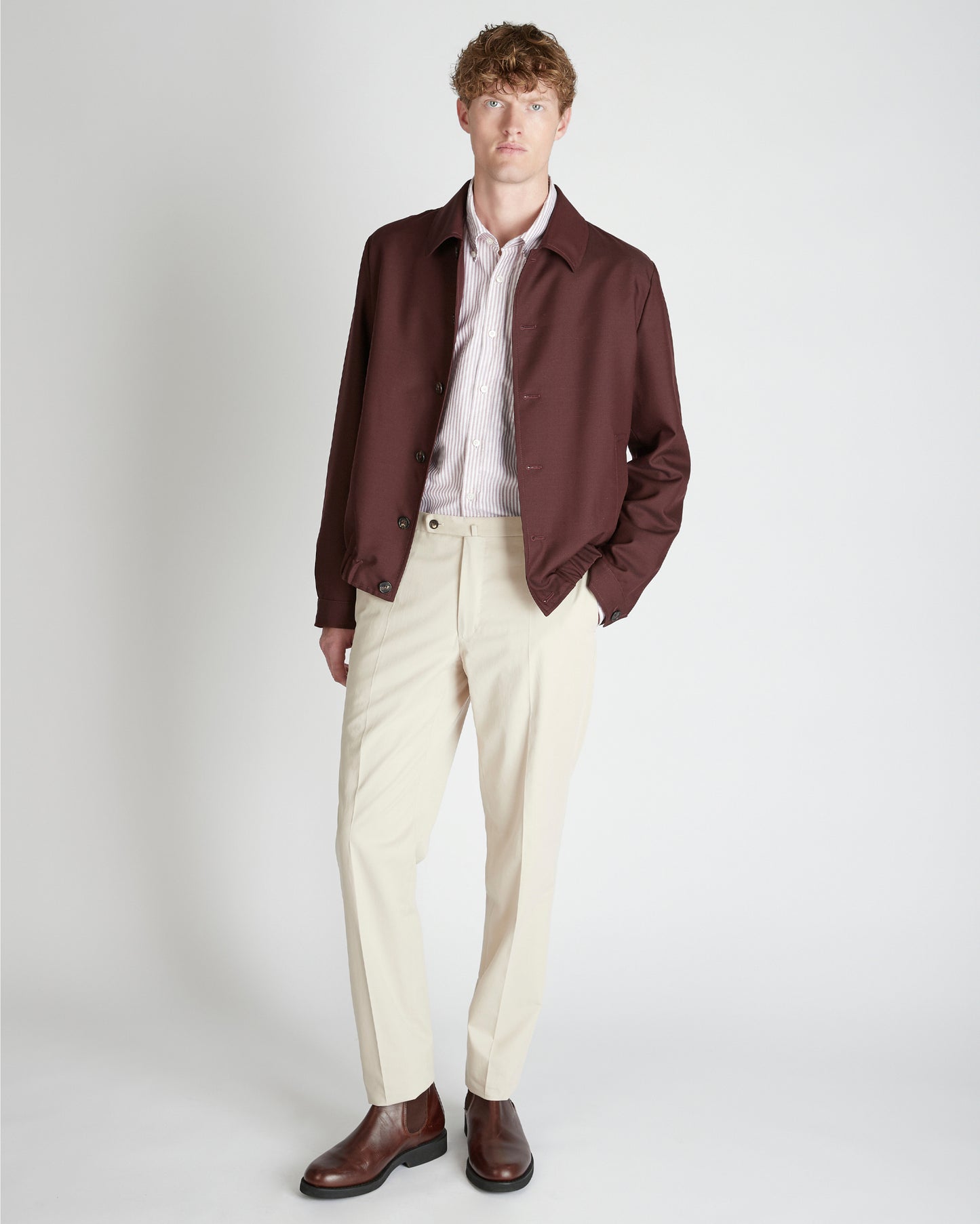 Regular fit cotton and cashmere trousers