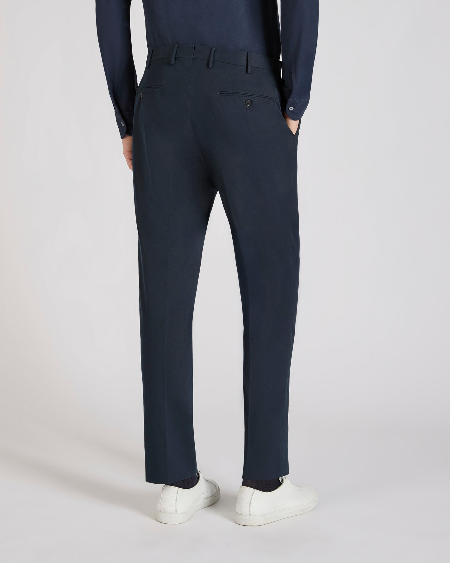 Regular fit cotton and cashmere trousers