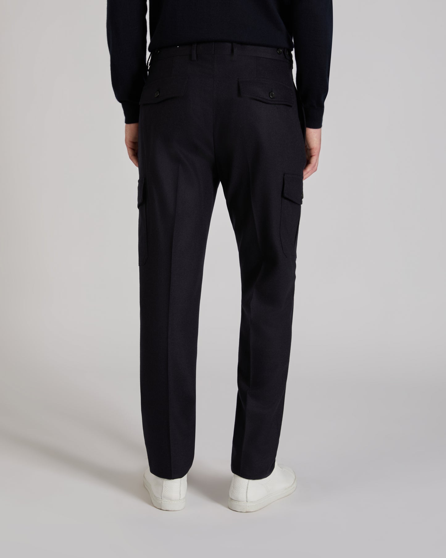 Tapered-fit wool blend trousers