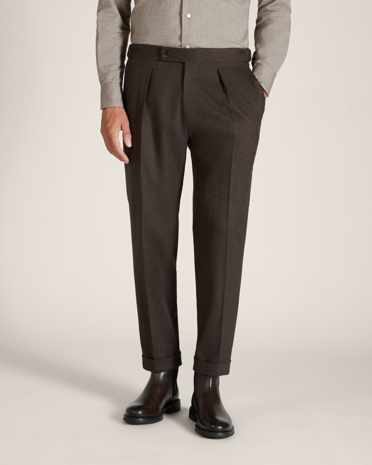 Tapered-Fit Hose aus Woll-Kaschmir-Flanell