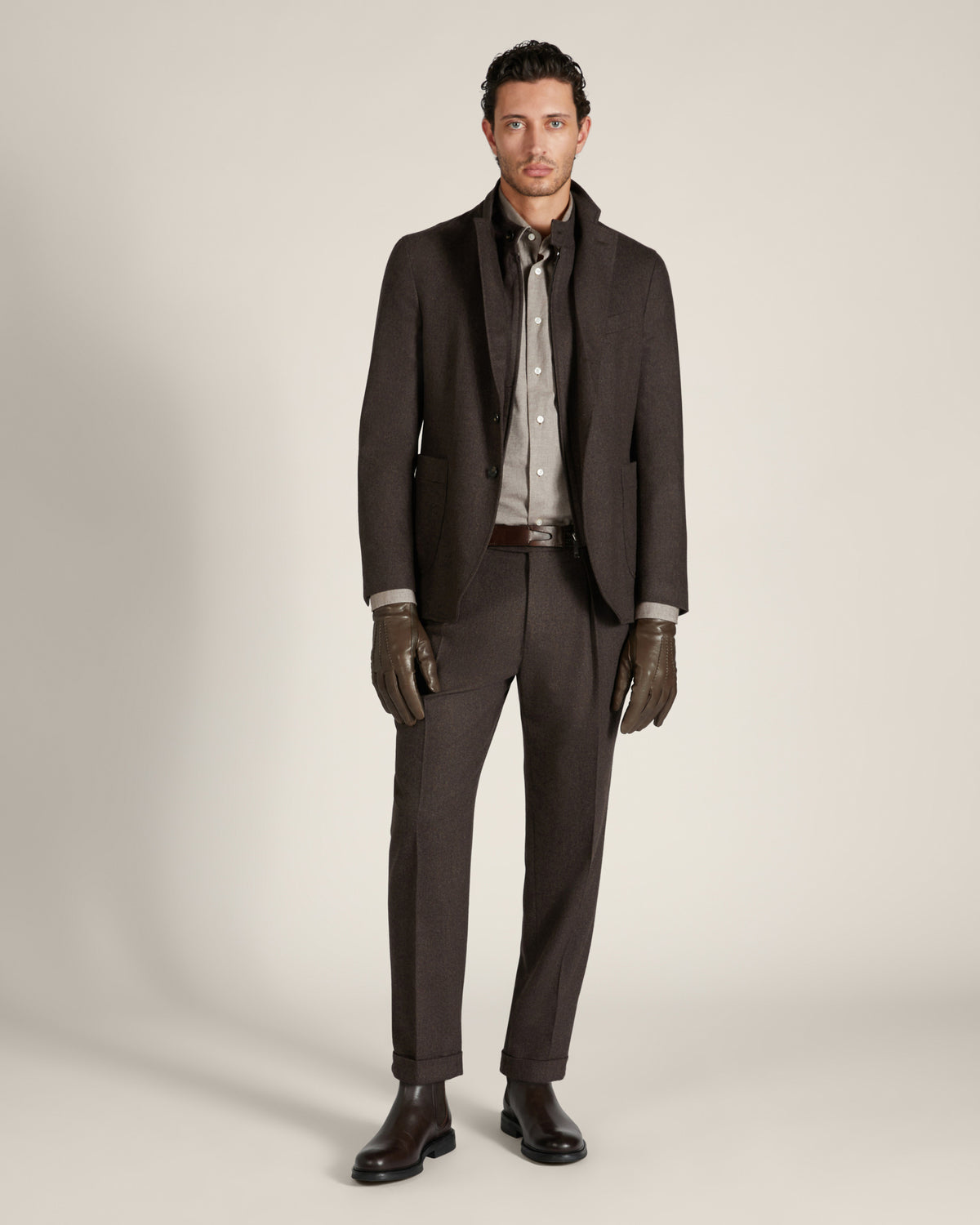 Tapered-Fit Hose aus Woll-Kaschmir-Flanell