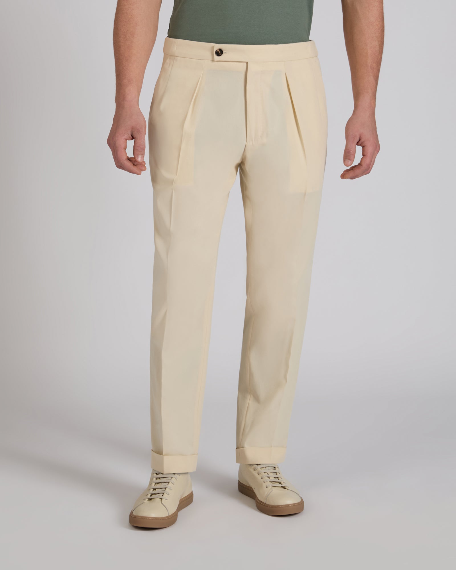 Incotex - Tapered fit crepe cotton trousers - natural / ivory