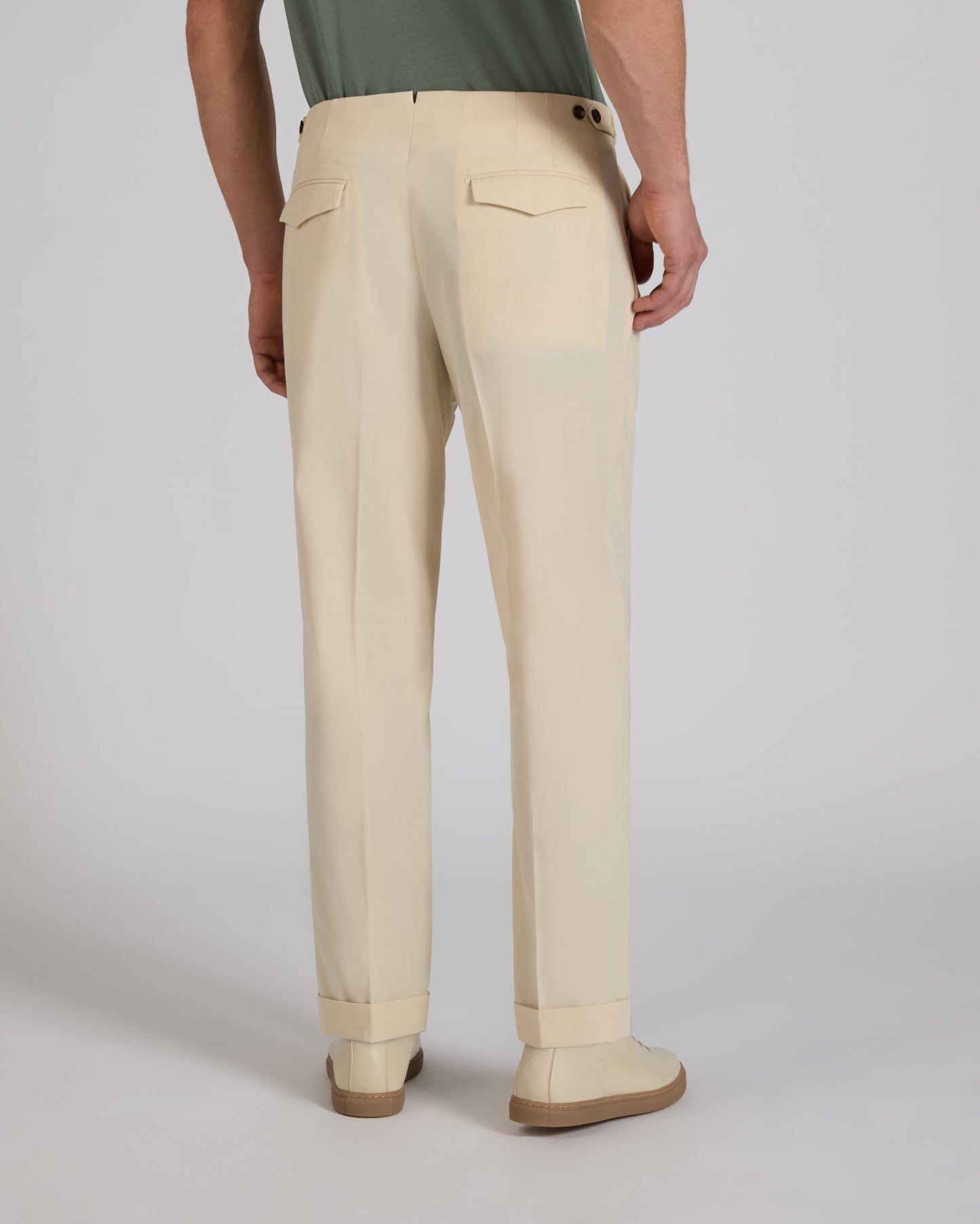 Pantalone tapered fit in cotone crepe
