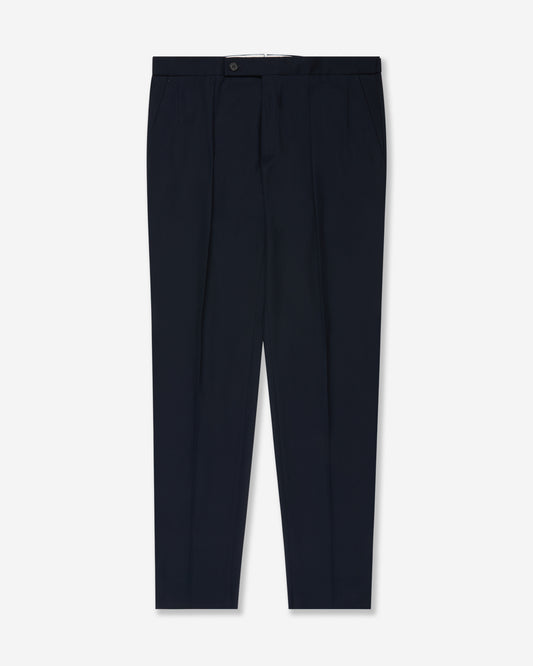 Tapered fit crepe cotton trousers