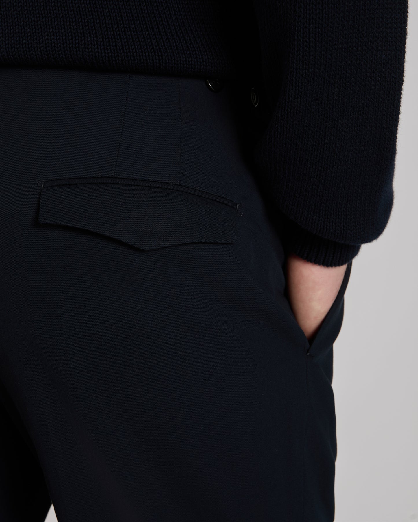 Tapered fit crepe cotton trousers