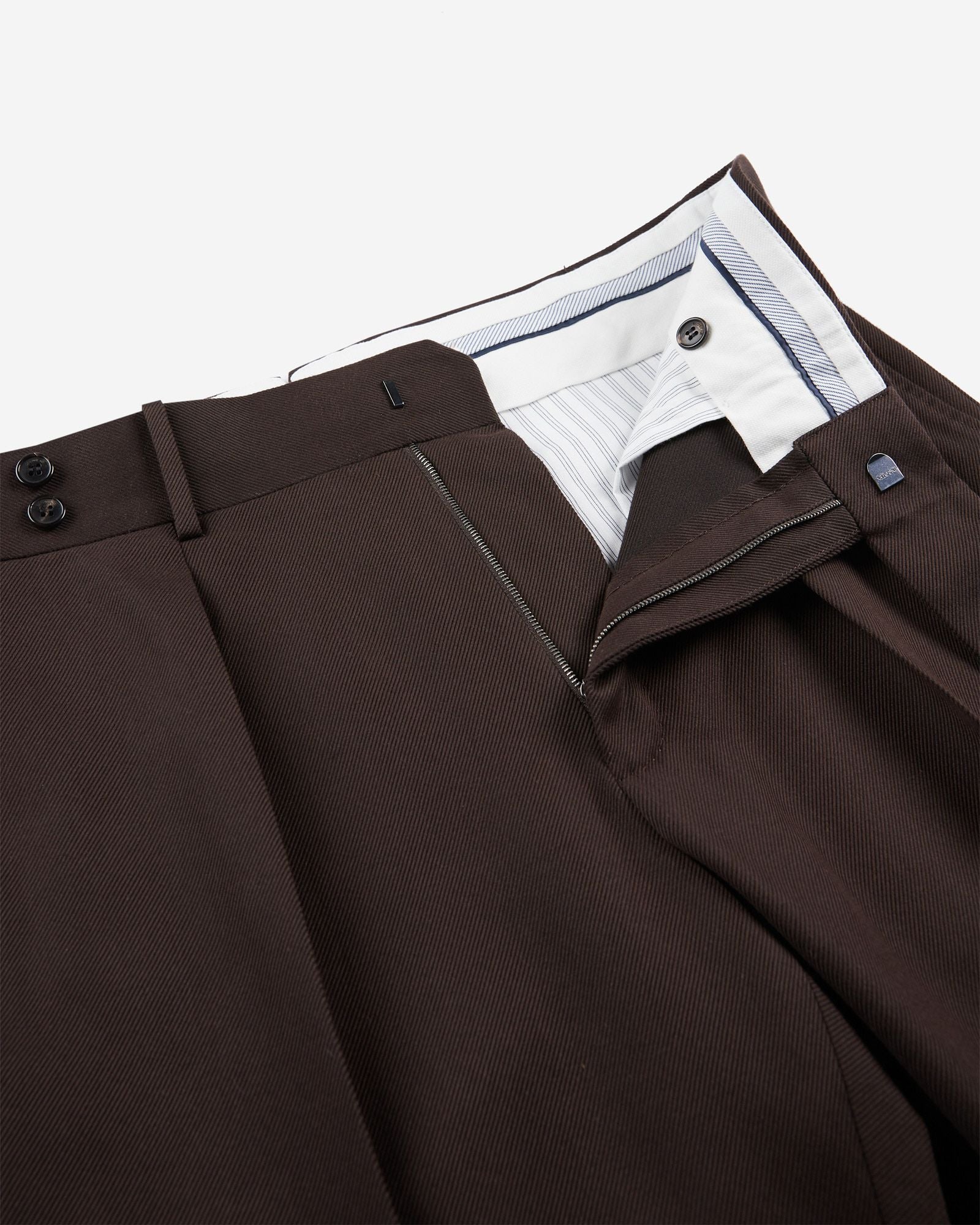 Regular fit wool and cotton drill trousers