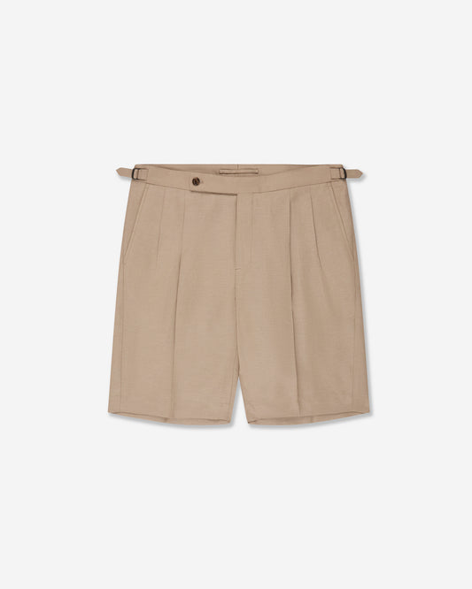 Regular fit wool and linen Bermuda shorts