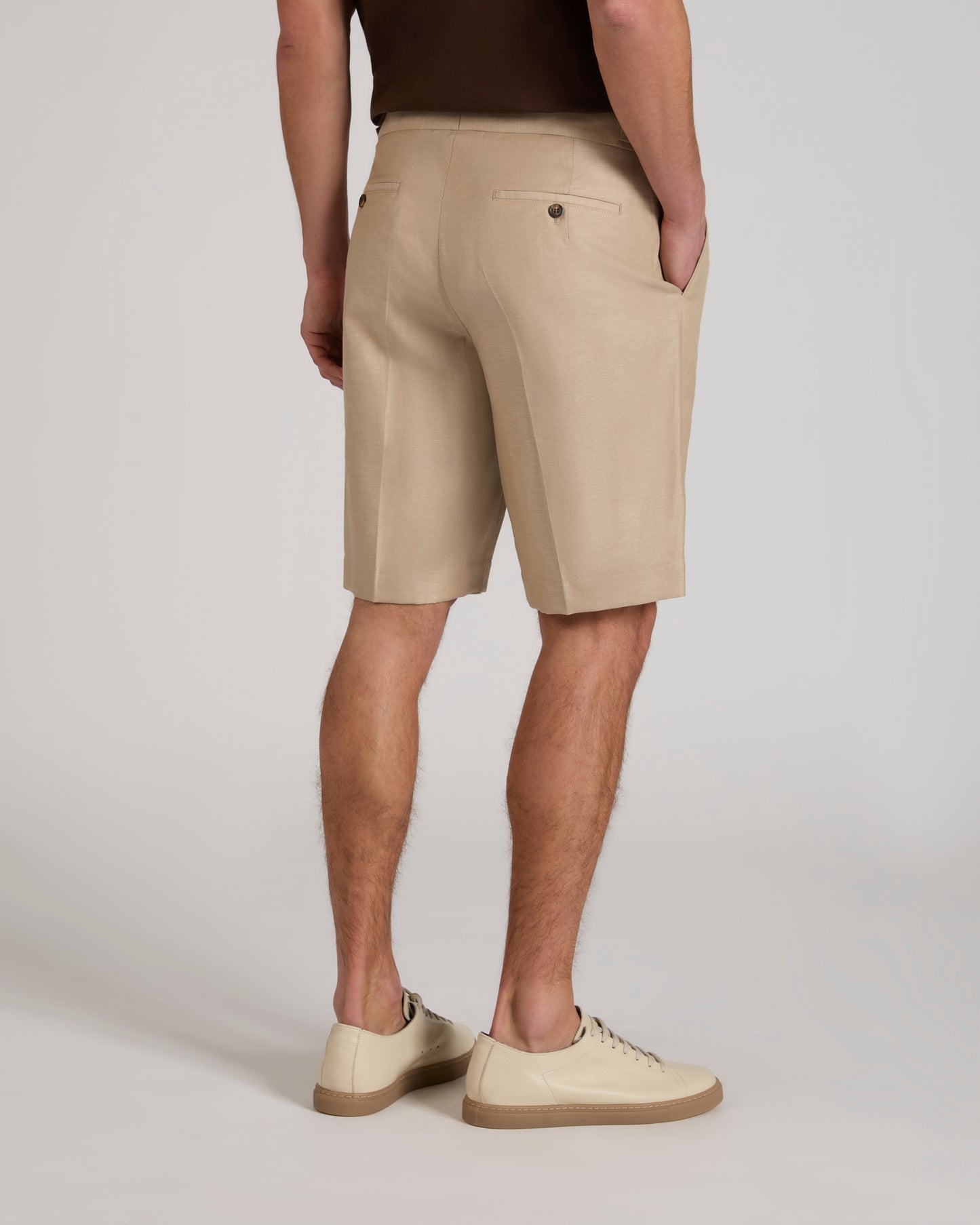 Regular fit wool and linen Bermuda shorts