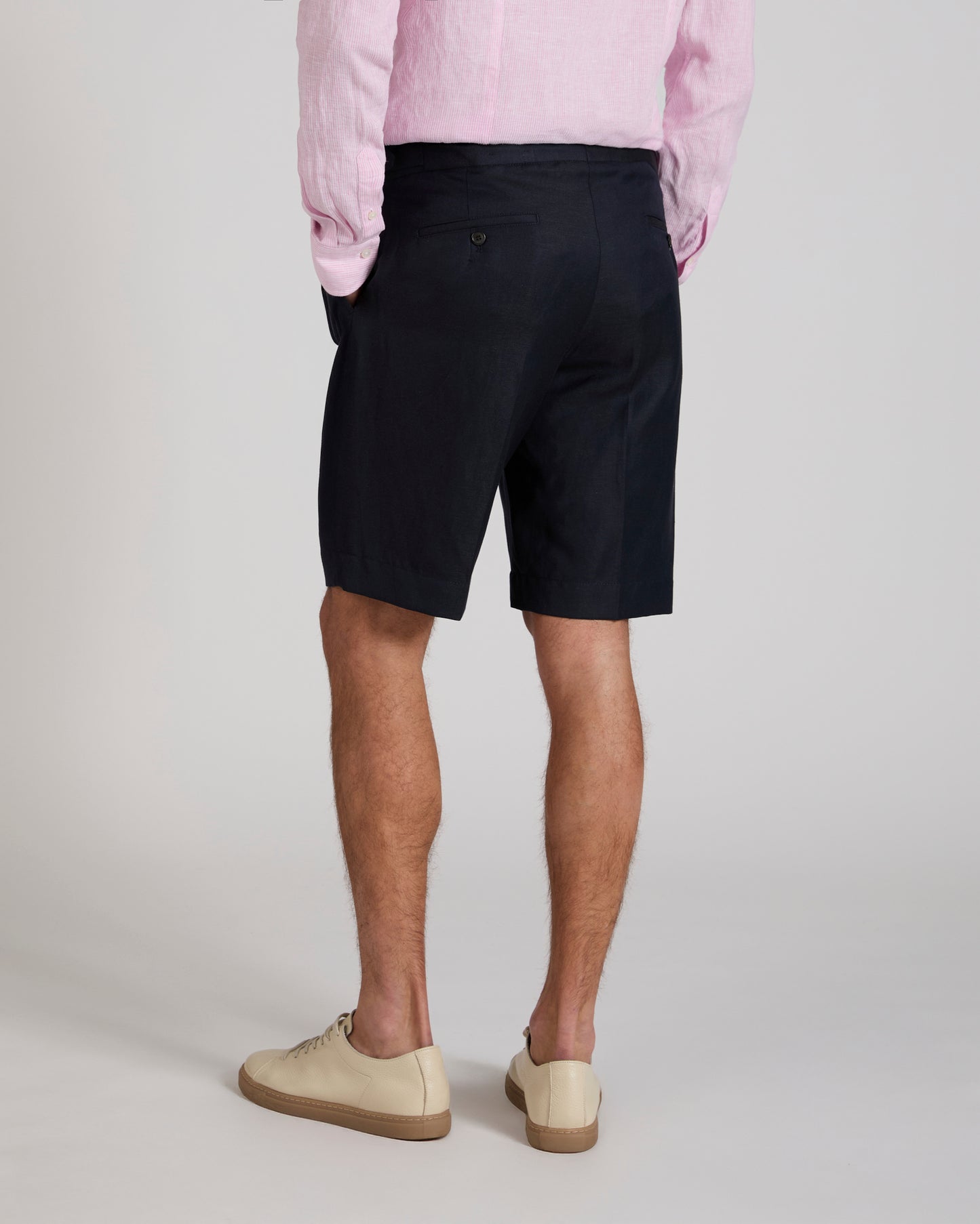 Regular fit wool and linen Bermuda shorts