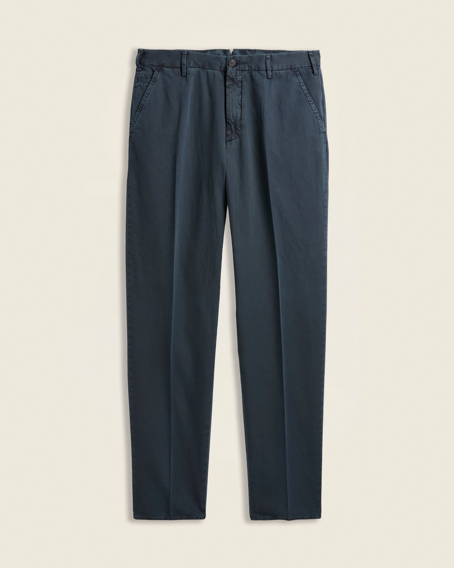 Straight fit cotton and linen trousers