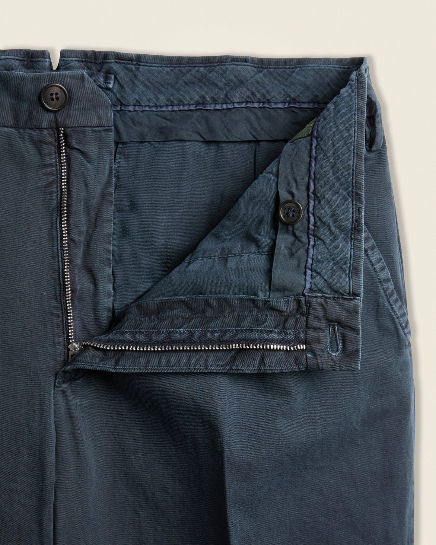 Straight fit cotton and linen trousers