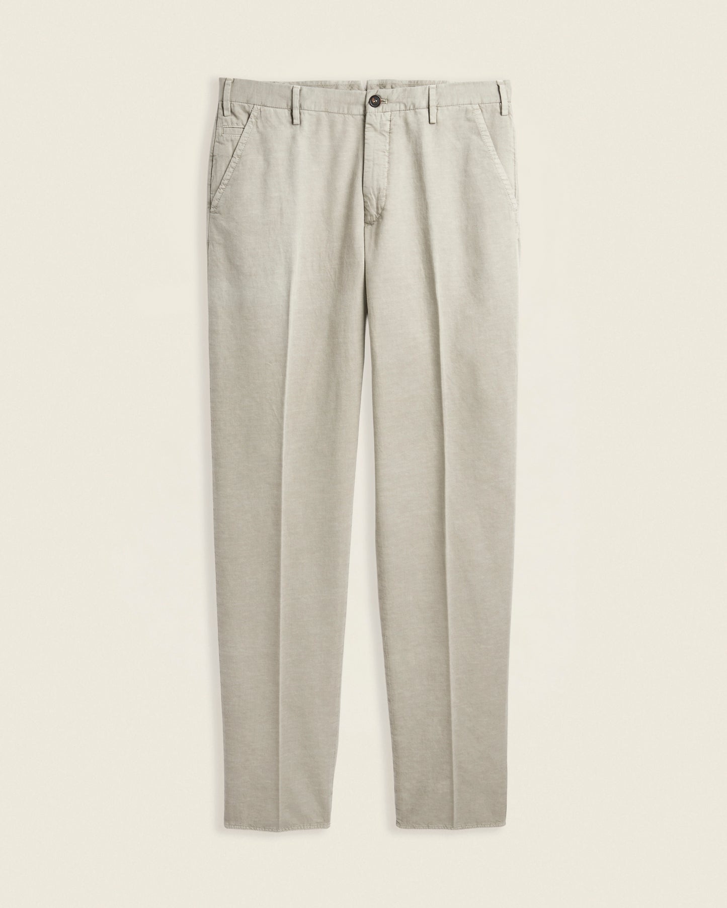 Straight fit cotton and linen trousers