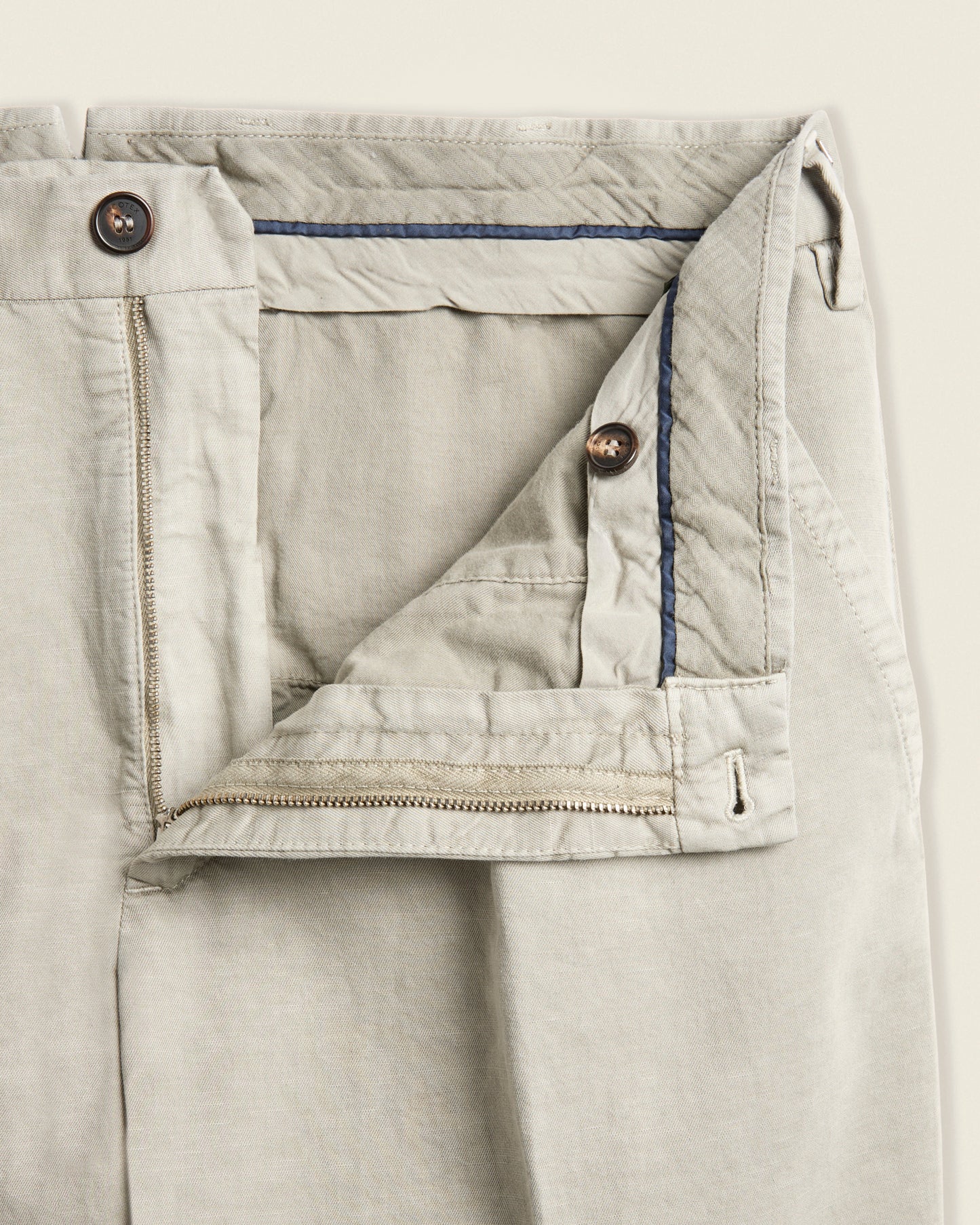 Straight fit cotton and linen trousers