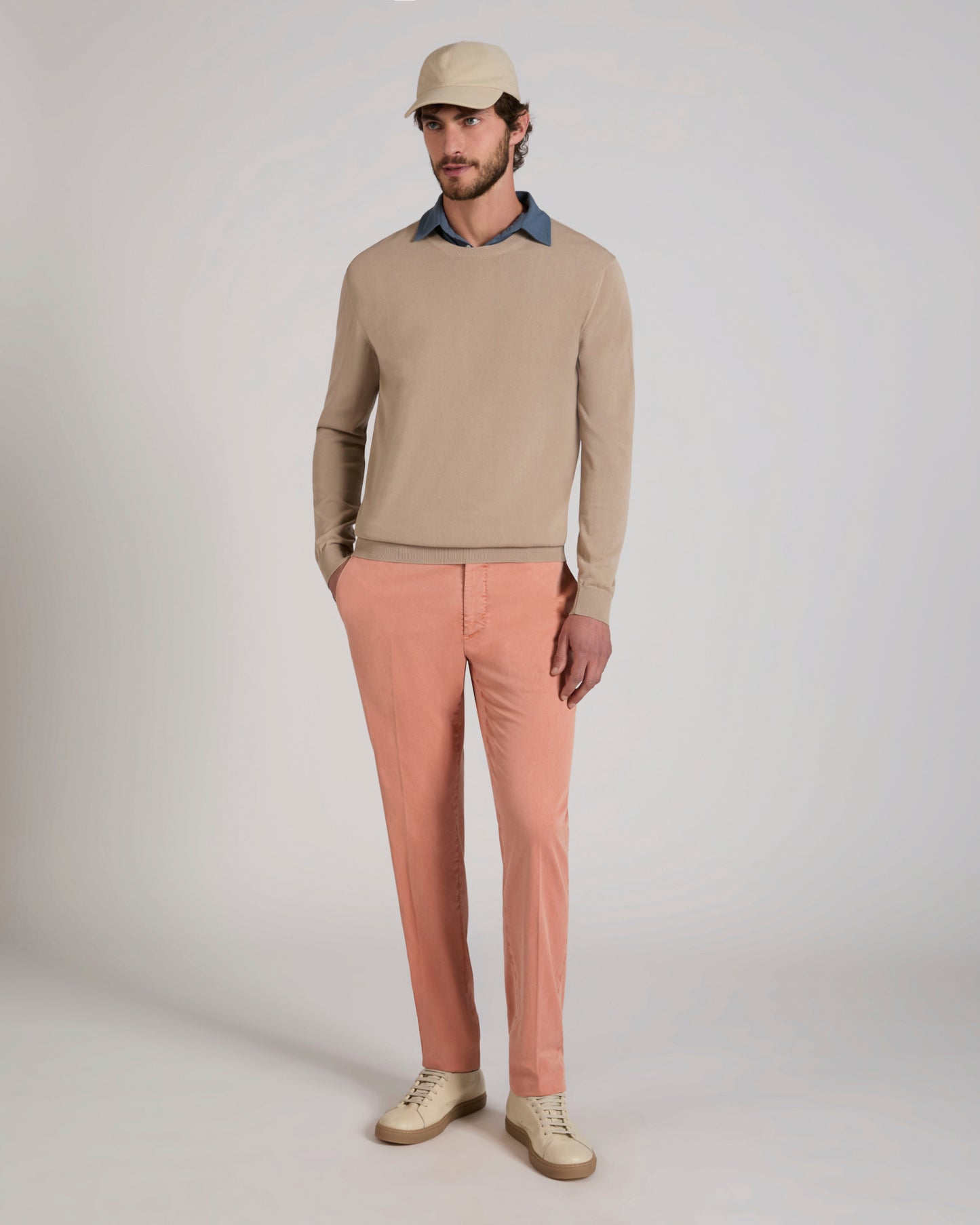 Slim fit organic cotton trousers