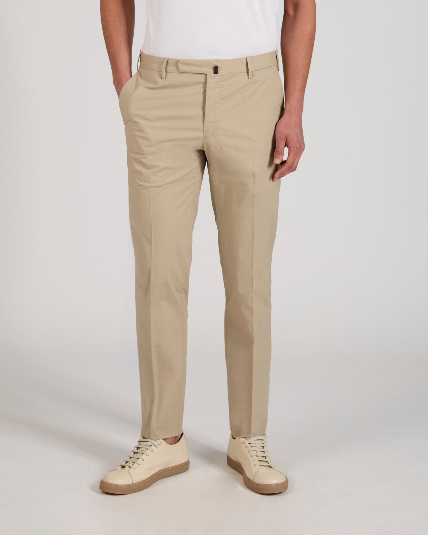 Slim fit cotton poplin trousers