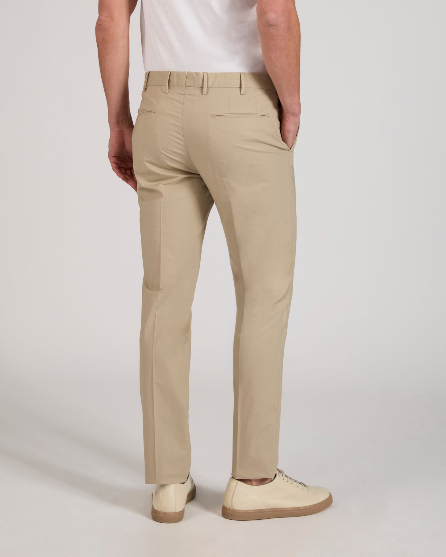 Slim fit cotton poplin trousers