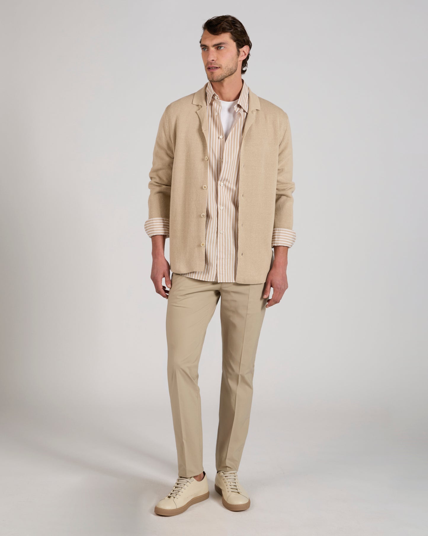 Slim fit cotton poplin trousers