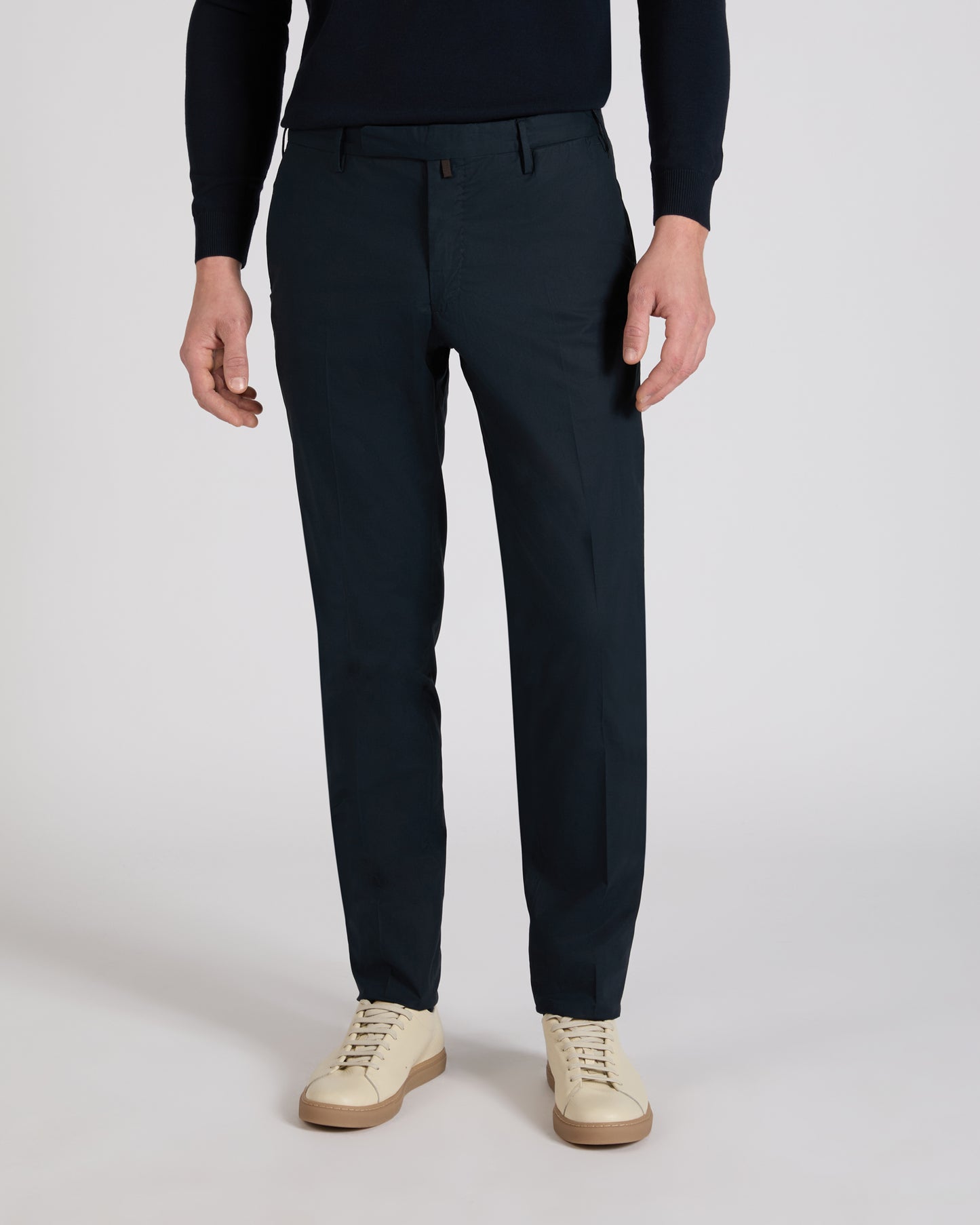 Slim fit cotton poplin trousers